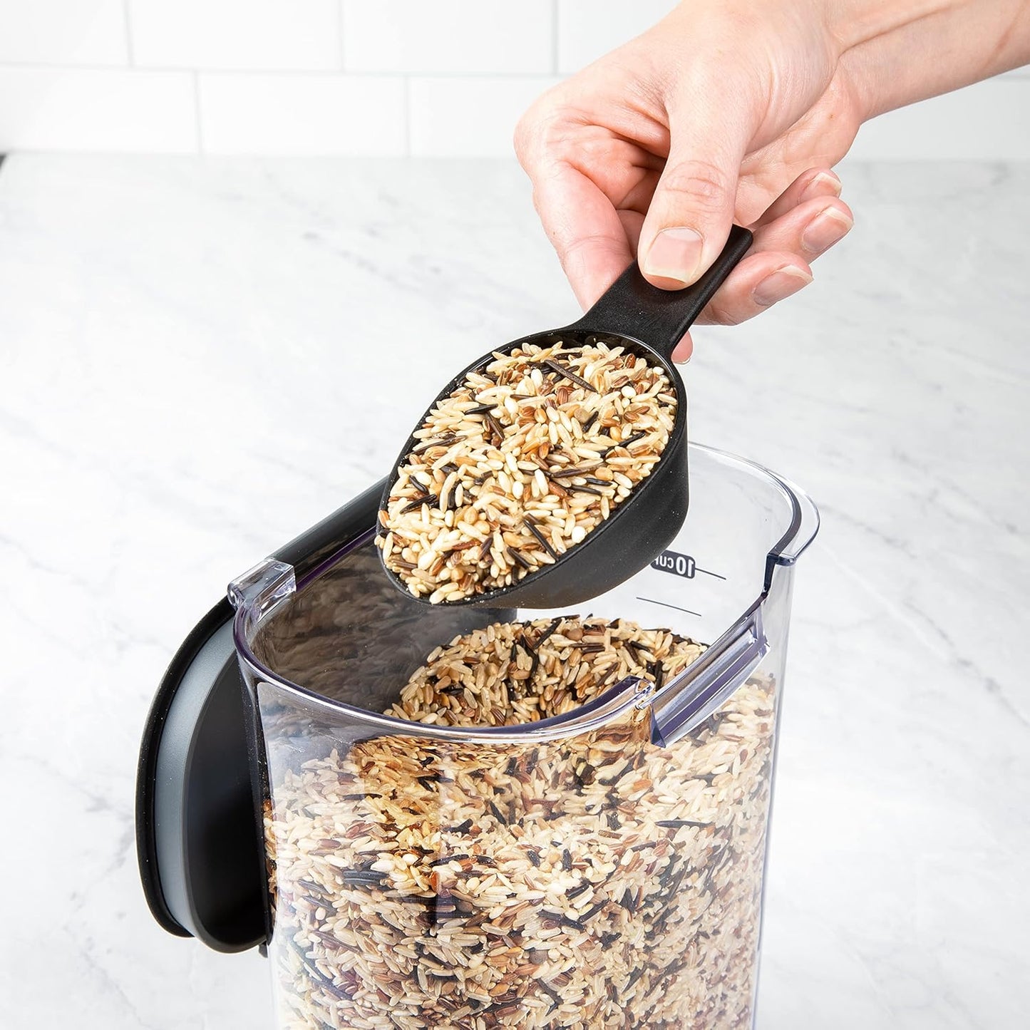 Progressive International ProKeeper+ Clear Plastic Airtight Food Baker's Kitchen Storage Organization Container Canister Set with Magnetic Accessories, 2- Piece Set (Grain 2.5-Quart)