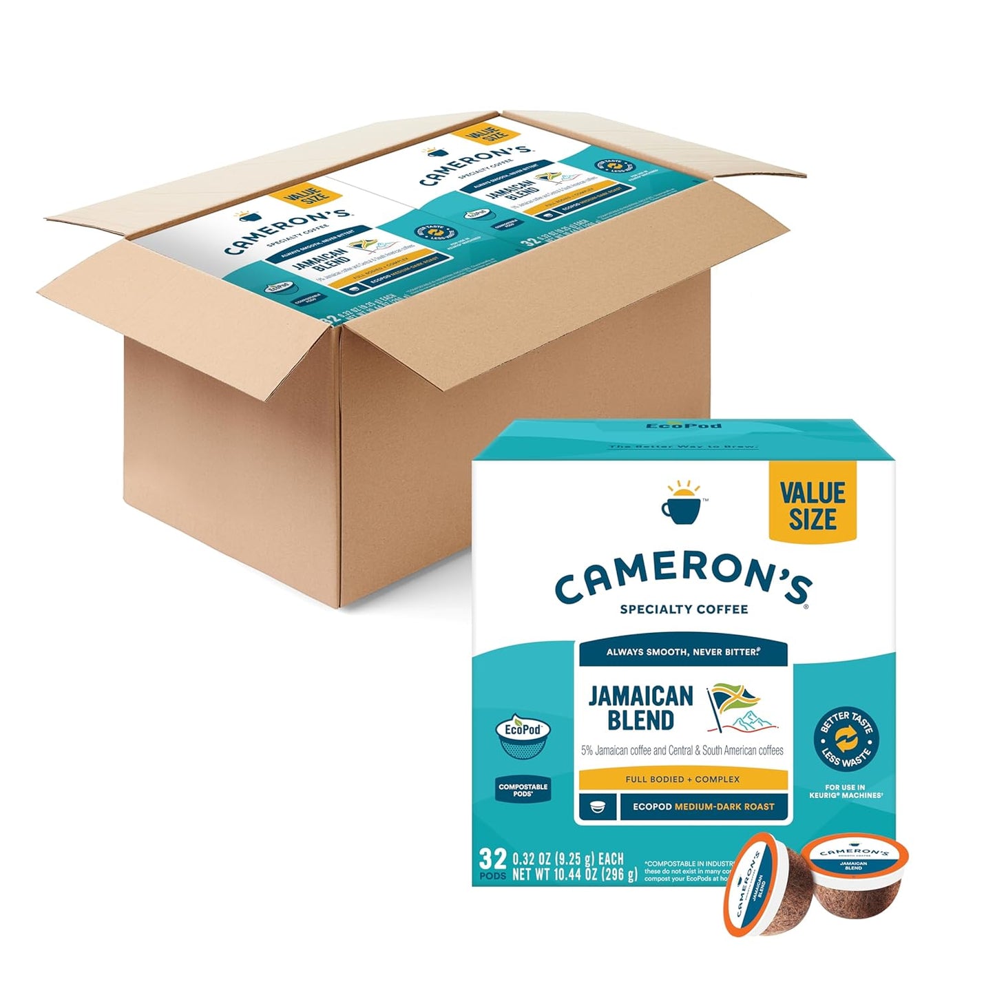 Cameron's Coffee Single Serve Pods, Jamaica Blue Mountain Blend, 10.44 Ounce (Pack of 4)