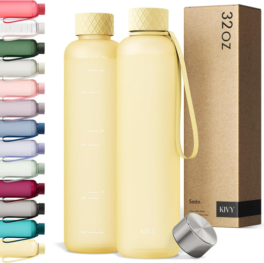 KIVY Slim Water Bottle 32oz [Lightweight & Shatterproof] - Reusable Tritan Water Bottle - Leak Proof Bottle for Women & Men - No Spill - Dishwasher Safe Water Bottle BPA Free