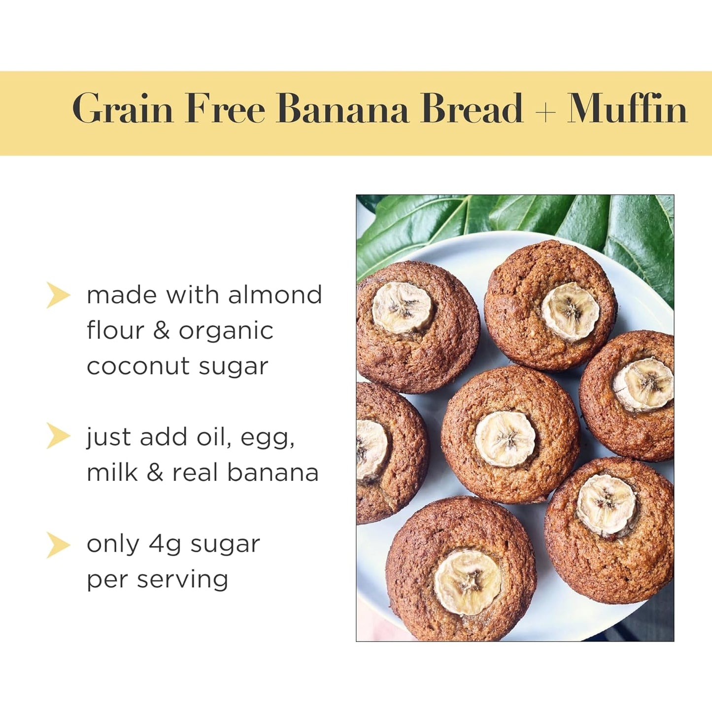 Stellar Eats Grain-Free Banana Bread & Muffin Baking Mix | Gluten-Free, Dairy-Free, Plant-Based, Paleo-Friendly, Naturally Sweet with Coconut Sugar | Almond Flour-Based | Makes 1 Loaf or 12 Muffins