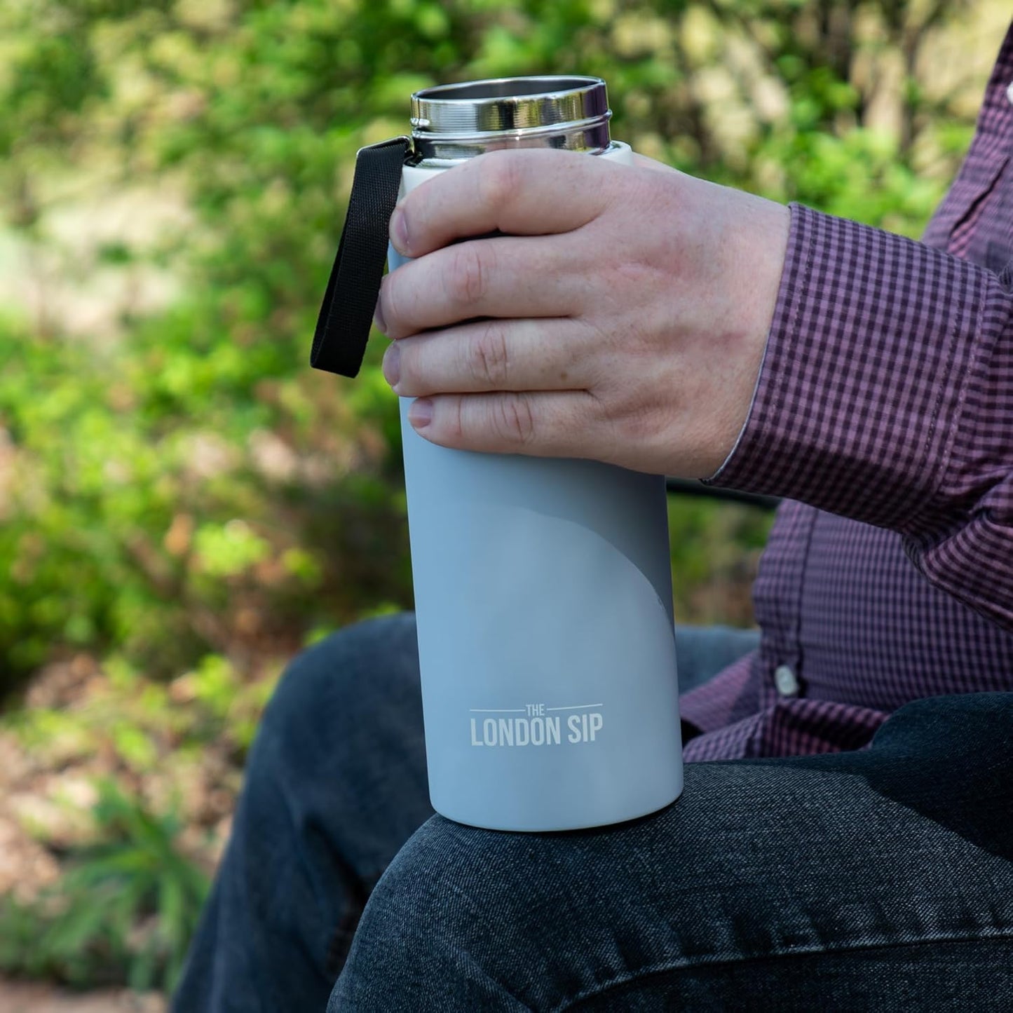 London Sip 25 oz Multi-Purpose Tea Infuser Mug – Fruit Infuser Water Bottle for Hot and Cold – Double Wall Stainless Steel Insulated, Blue Sunrise