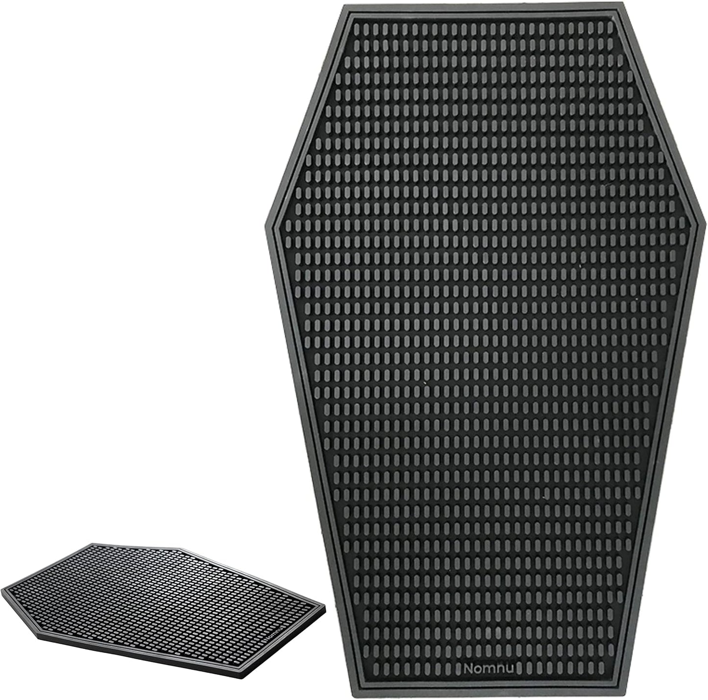 Nomnu Coffin Coffee Bar Mat For Countertop - Goth Kitchen Halloween Decor - Gothic Coffee Bar Accessories 17x11" Inch Non Slip Spill Bar Mat - Spooky Gifts