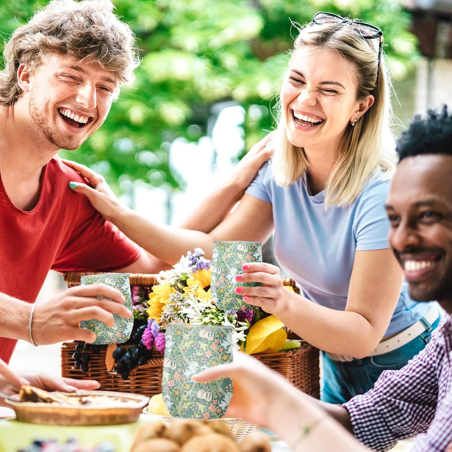 RainCaper 18/8 Stainless Steel Insulated Water Tumbler with Straw | 30oz, BPA-Free, Double Wall for Hot & Cold | Travel-Friendly, Cup Holder Ready (William Morris Morris Golden Lily)