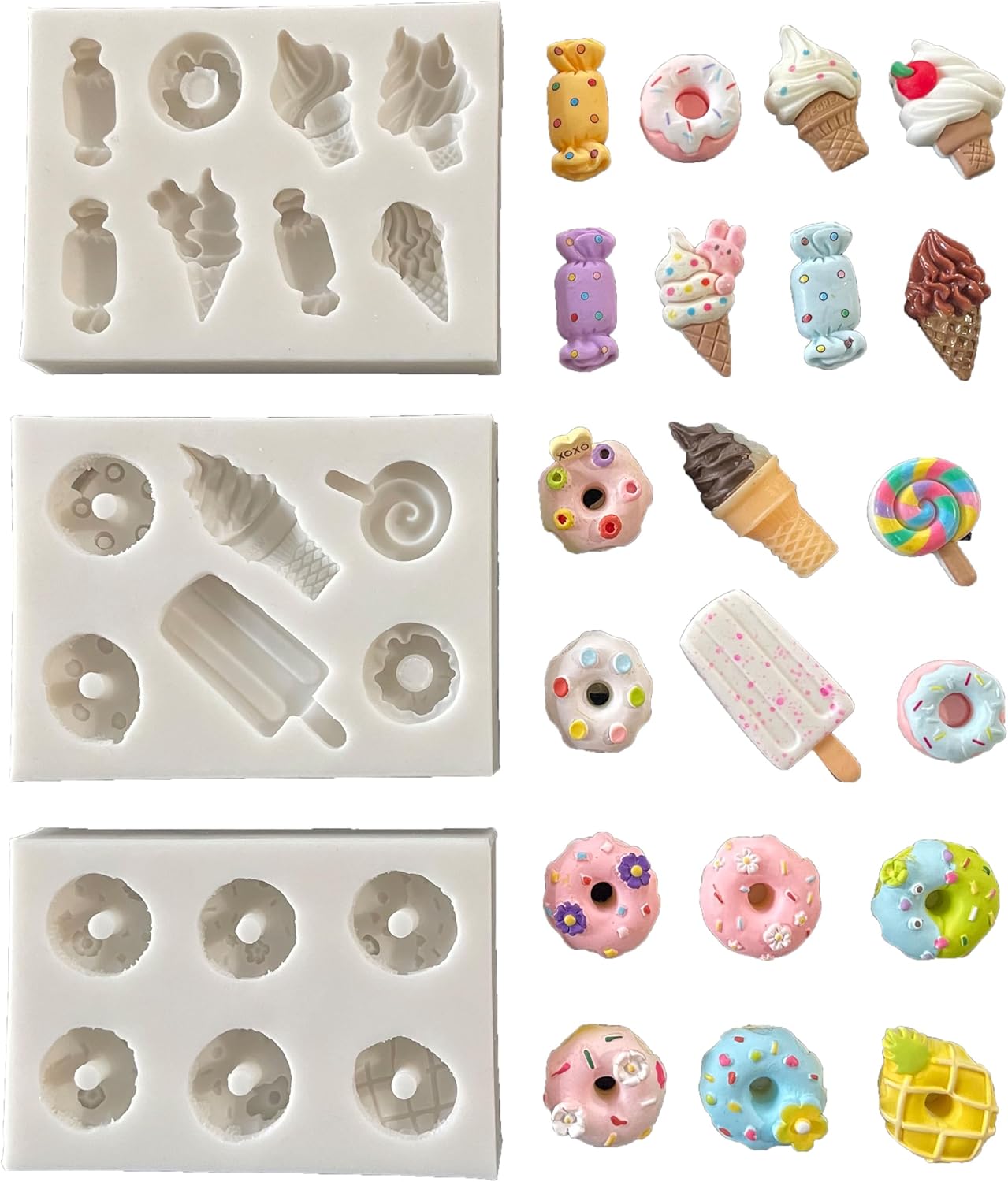 Lovely Small Items Silicone Fondant Molds Set For Cake Topper, Gumpaste, Candy & Chocolate, Polymer Clay and More (Snack Food)