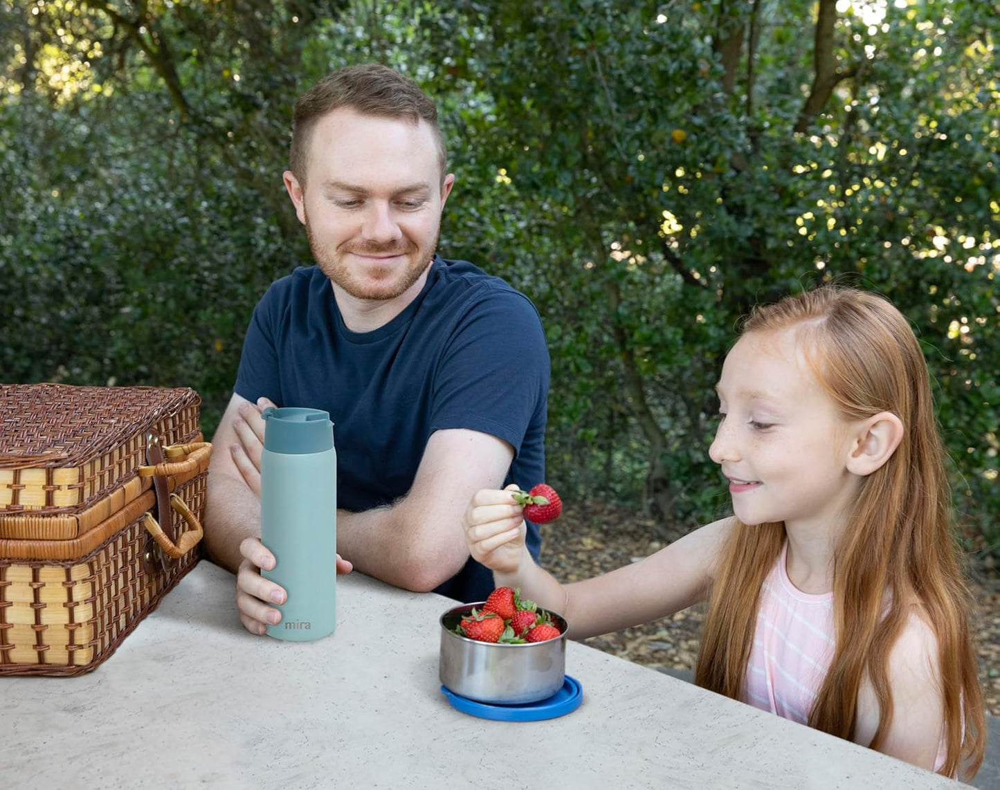 MIRA 18 oz Tea Infuser Thermos - Stainless Steel Travel Bottle with Removable Strainer for Loose Leaf Tea - Insulated Hot & Cold Brew Steeper - Pearl Blue
