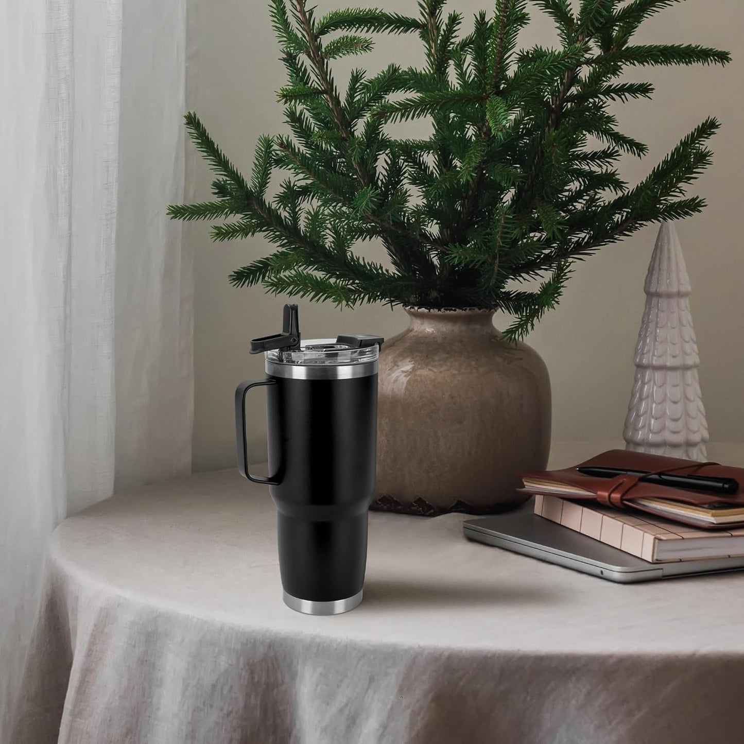 HASLE OUTFITTERS 30oz Tumbler With Handle, Insulated Travel Coffee Mug With Straw Leak-Proof Double Wall Stainless Steel Vacuum Tumblers Metal Cup with Straw for Hot and Cold Drink