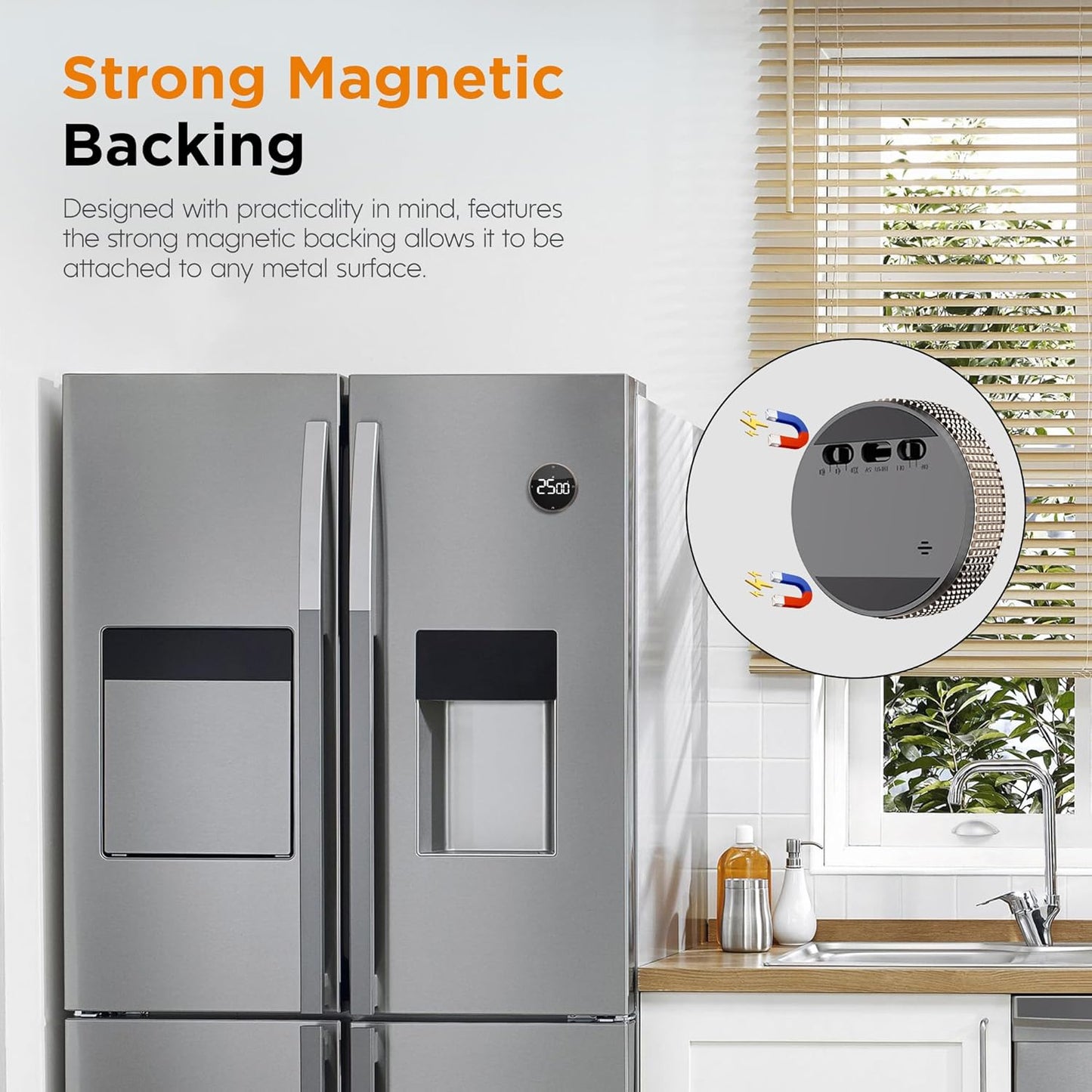 Rechargeable Magnetic Kitchen Timer-Loud Alarm Visual Productivity Timer&Pomodoro Timer with Large LED Display,3 Presets(5/15/25min),3 Volume Levels. Ideal for Cooking, Fitness&Office Use(BN)