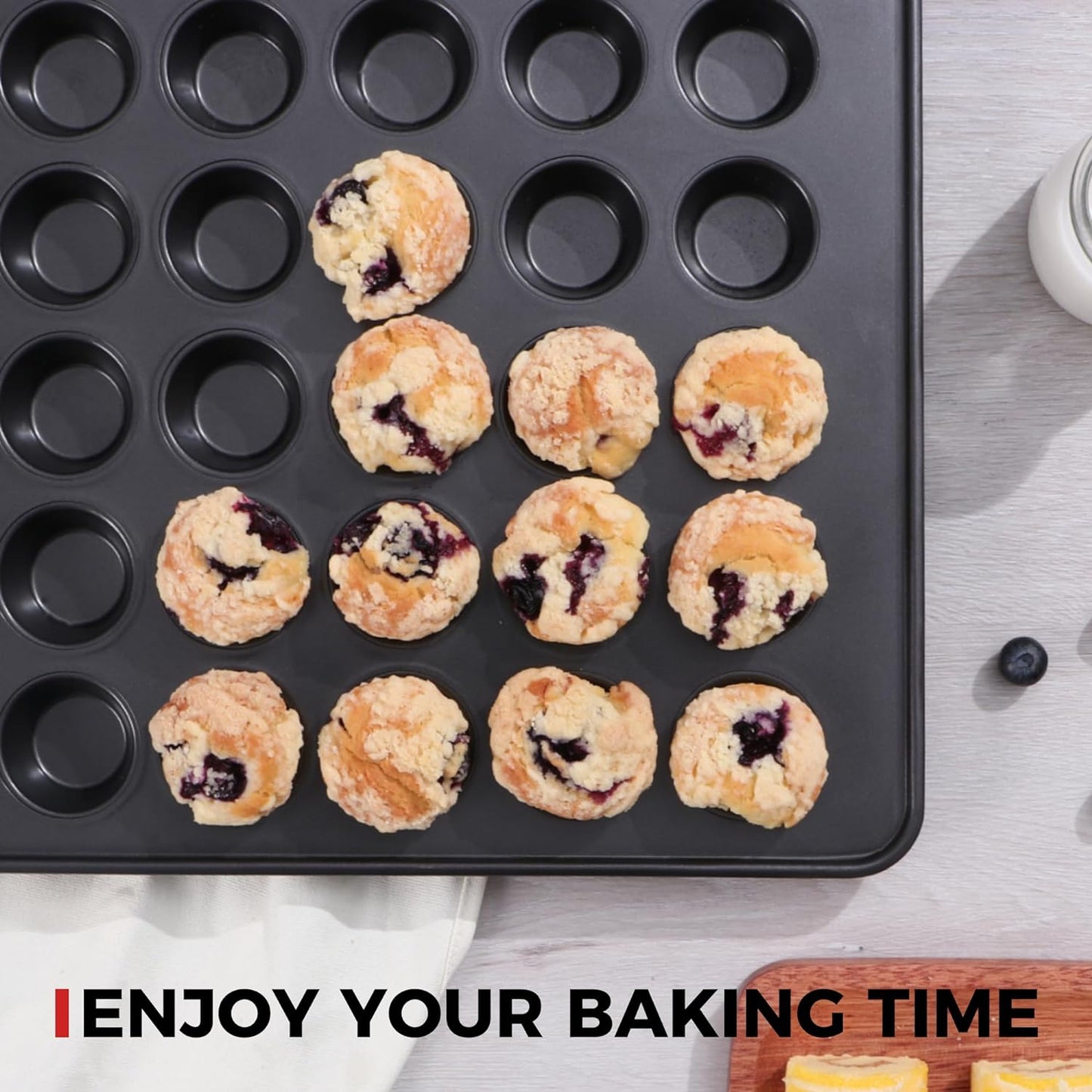 HONGBAKE 48 Cup Mini Muffin Pan, Small Cupcake Pan, Premium Nonstick Muffin Tin for Baking Cheesecake, Dishwasher Safe and Heavy Duty, Carbon Steel