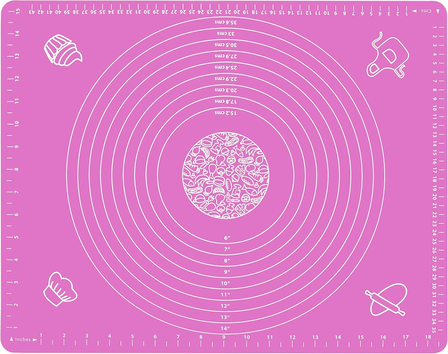 Silicone Baking Mat for Pastry Rolling Dough with Measurements, 19.7" x 15.7" BPA Free Non stick and Non Slip Pink Table Sheet Baking Supplies for Bake Pizza Cake