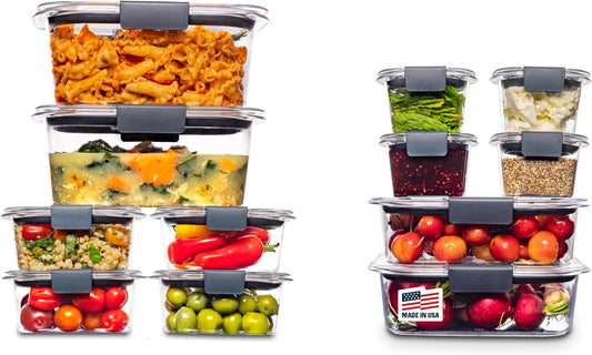 Rubbermaid Brilliance BPA-Free Airtight Food Storage Containers, 24-Piece Set, Easy for Meal Prep, Lunch & Leftovers