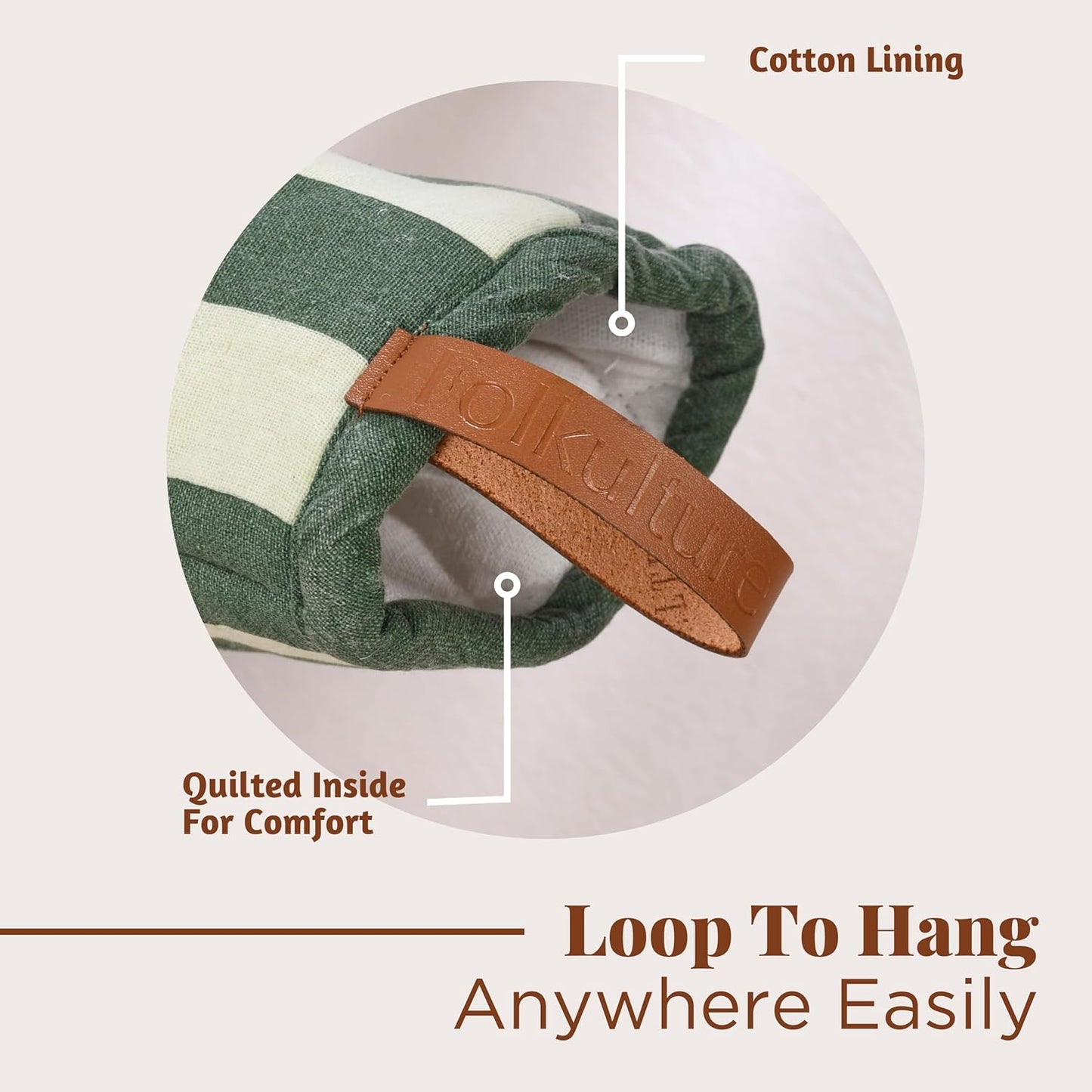 Folkulture Mini Oven Mitts Heat Resistant | (5.75 x9) Set of 2 Green Short Oven Mitts with Hanging Loop | 100% Cotton Oven Gloves | Kitchen Mittens, Matcha Small Silicone Oven Mits