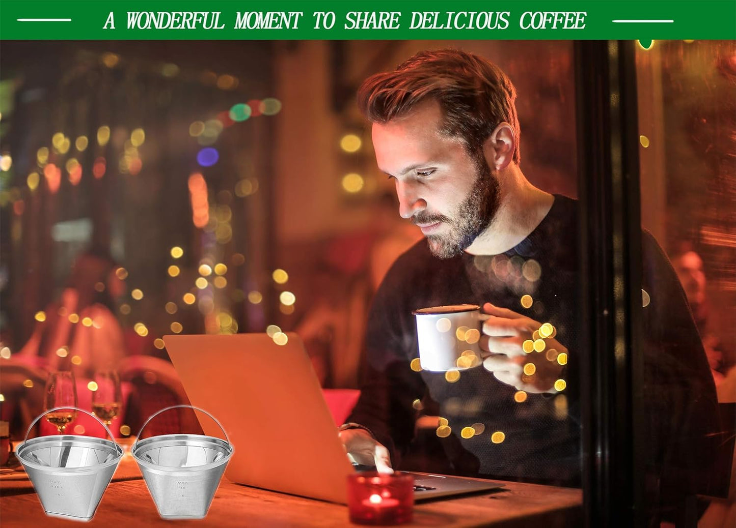 Coffee Filter 4 Cone Coffee Filter Reusable fit for Cuisenart Ninja Hamilton Beach Brewer (Not Applicable to Ninja CE251,Ninja CF200)