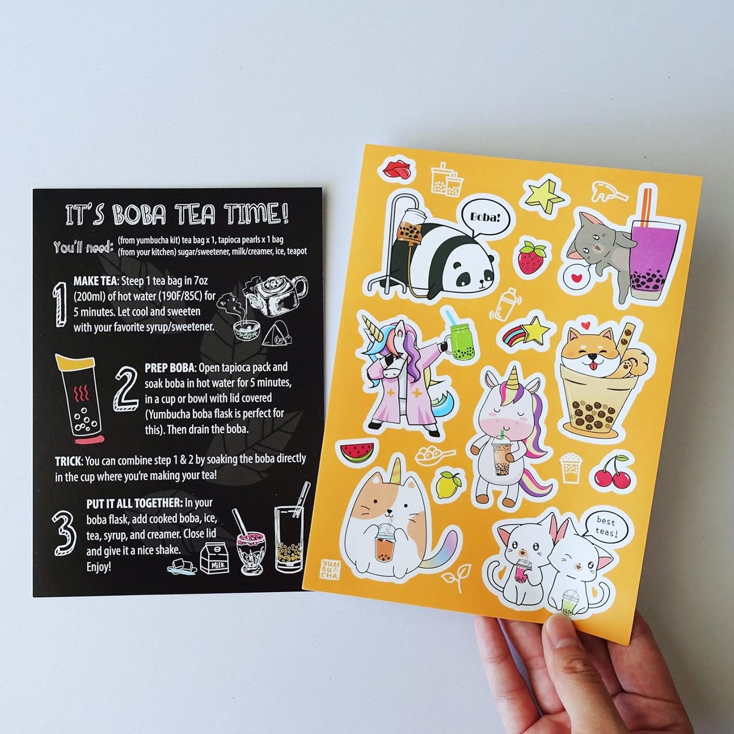 YUMBUCHA Boba Kit Set - DIY Tea Making Kit With White Peach Oolong & Tapioca Pearls - Create 10 Delightful Drinks - Exquisite Loose Leaf Teabags Included - Gift Set for Tea Lovers