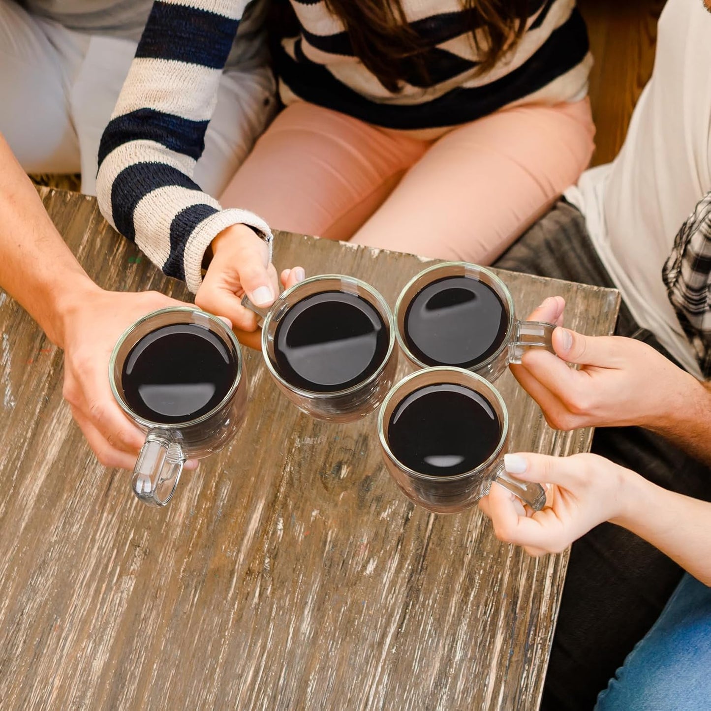 Sweese 5oz Double Wall Glass Espresso Cups Set of 2, Espresso Shot Cups Perfect for Cappuccino, Latte, Tea