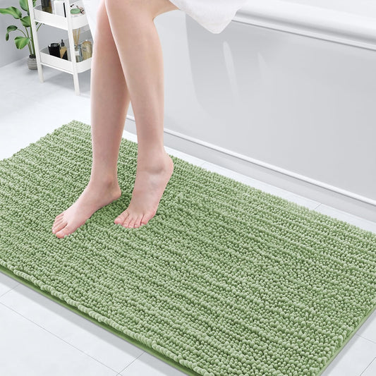 Arotive Luxury Chenille Bathroom Rug Mat, Extra Soft Thick Absorbent Shaggy Bath Rugs, Non-Slip Machine Wash Dry, Plush Bath Mats for Bathroom, Shower and Tub, 60x24, Sage Green