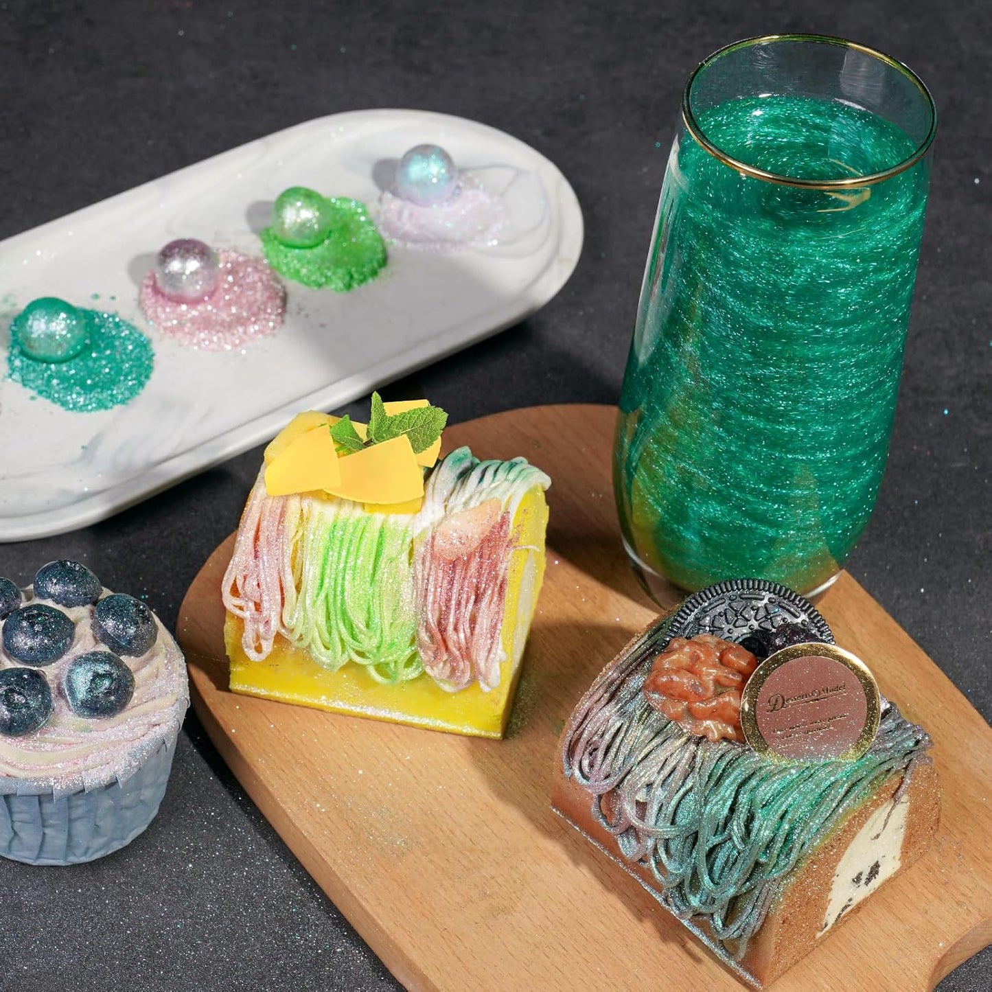 NiHome Edible Food-Grade Glimmer Powder Glitter Luster Dust Metallic Food Decorating Sprinkle Glimmery Dust for Drink Wine Beverage Cake Candy Dessert Bakery Restaurant Vegan (0.18oz/5g, Dark Green)