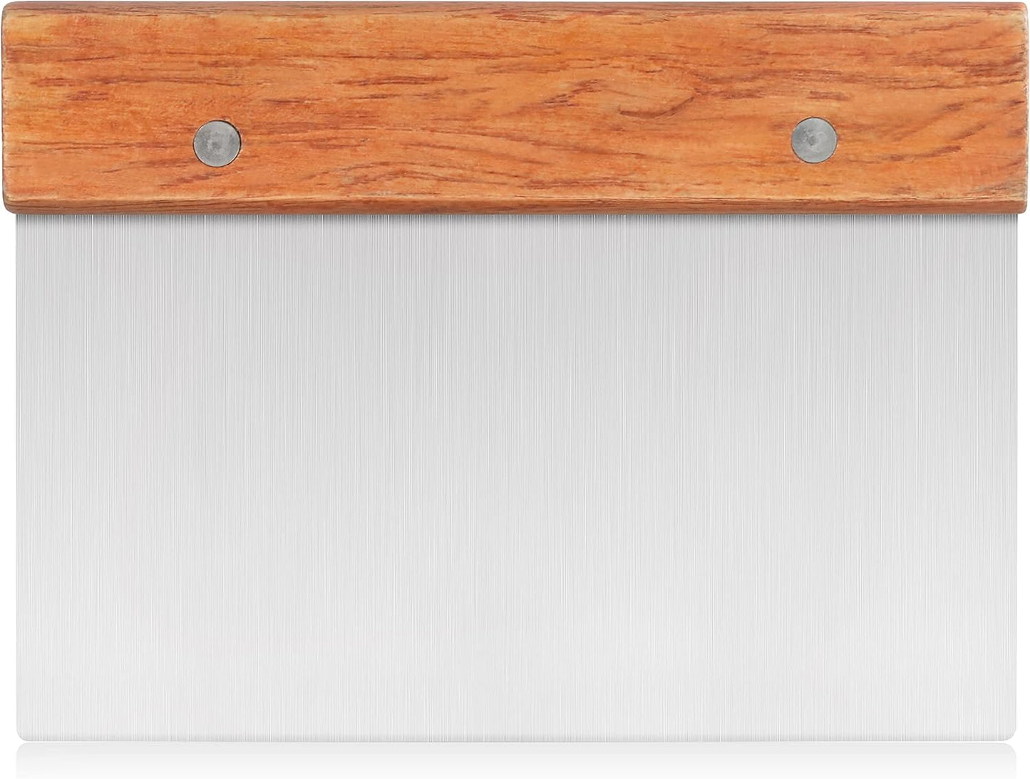 New Star Foodservice 36237 Wood Handle Dough Scraper, 6 by 3-Inch, Silver