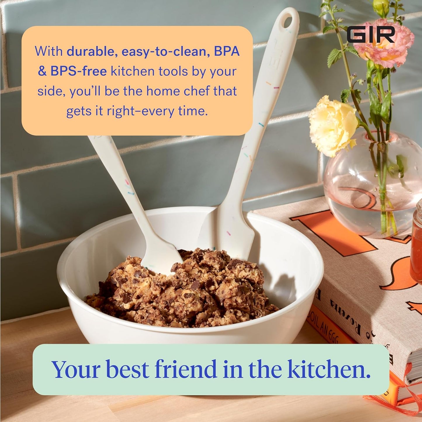 GIR: Get It Right Silicone Spatula for Cooking - 11-Inch Slate - Heat-Resistant Nonstick Kitchen Tool - Flexible Blade for Baking, Scraping & Mixing - Seamless Design