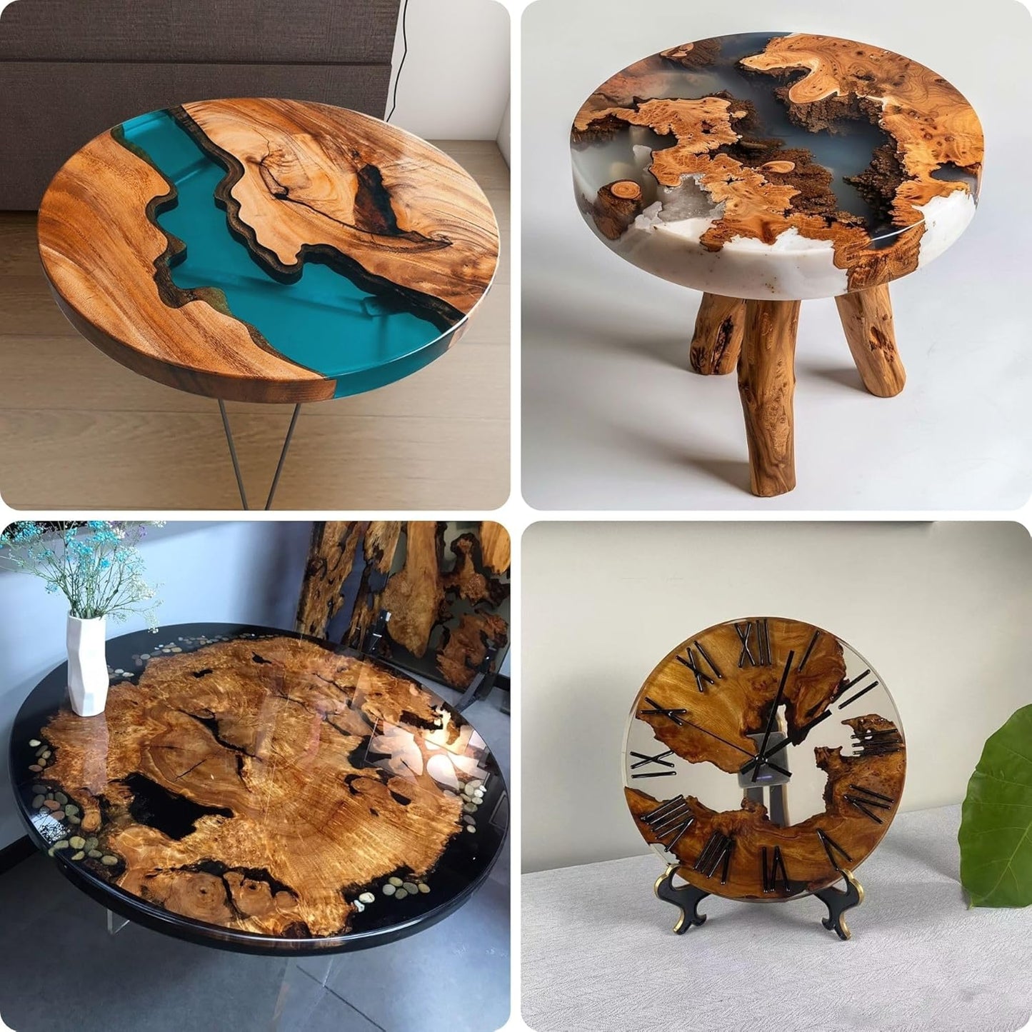 Resin Mold Large Round Deep -Kalinta 14inch Reusable Epoxy Round Molds for Resin Clock, Serving Tray Board, End Table，Floral Preservation Bouquet