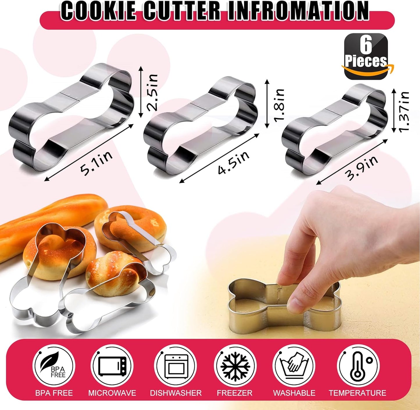 Silicone Molds Puppy Dog Paw and Bone Molds for Baking,Chocolate Molds,Silicone Dog Treat Mold - 6 Pack