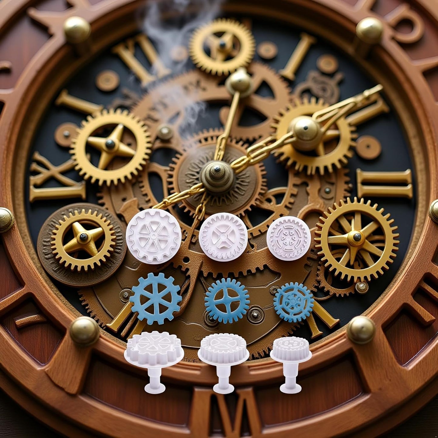 3Pcs White Gear Cookie Cutters, Steampunk Cogs Plunger Mold, 3D Gear Cookie Stamp Mold, Clock Wheel Biscuits Fondant Molds for Cake Cookie food Decoration Cookie Cutters Baking Tools