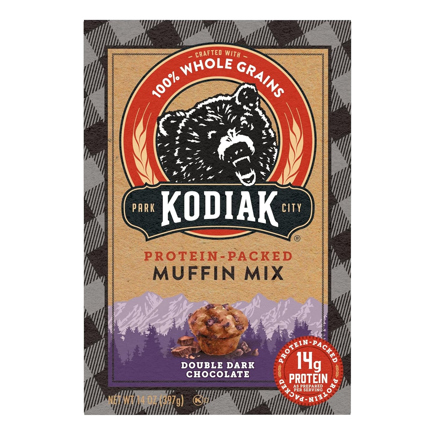 Kodiak Cakes Power Bake Muffin Mix, Double Dark Chocolate, 14 Ounce (Pack of 6)