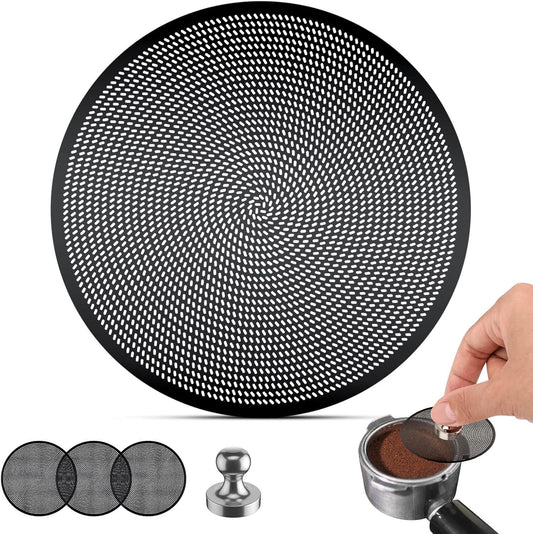 3 Pcs 54mm Espresso Puck Screen - 0.2mm Ultra Thin Espresso Puck, Metal Reusable Coffee Filter, Compatible with Espresso Machine 54mm Portafilter Basket (Black)