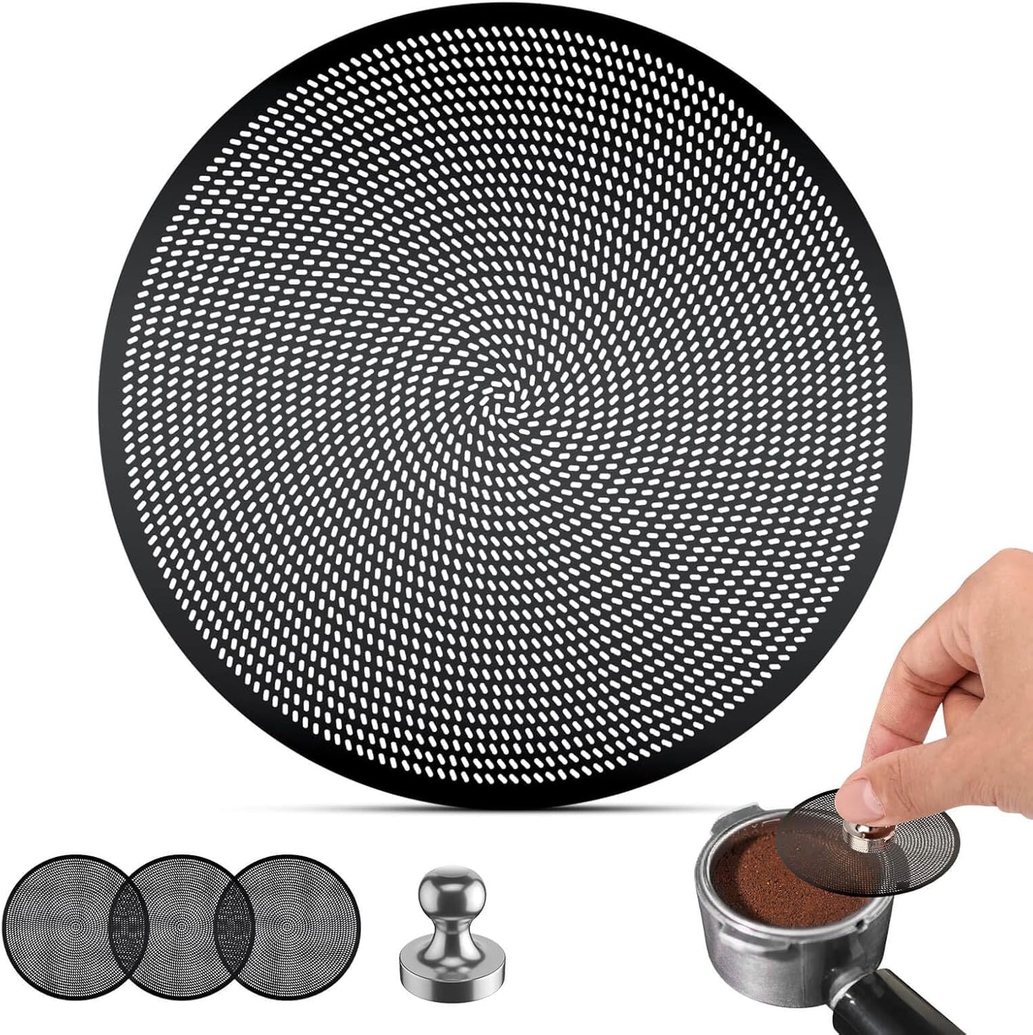 3 Pcs 51mm Espresso Puck Screen - 0.2mm Ultra Thin Espresso Puck, Metal Reusable Coffee Filter, Compatible with Espresso Machine 51mm Portafilter Basket (Black)