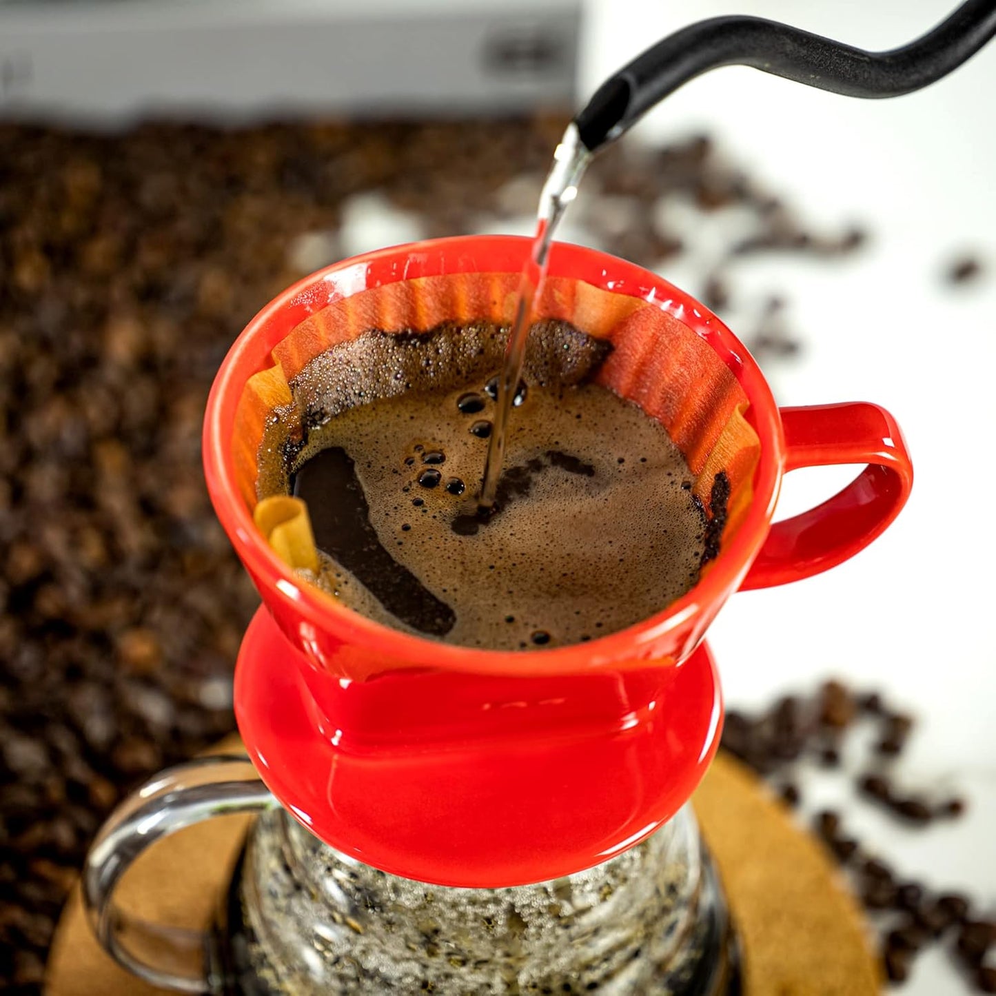 Pour Over Ceramic - Coffee Dripper Ceramic Coffee Maker with 3 Holes Flat Bottom, Porcelain Slow Filter Cone for Travel, Camping, Office, Home, Coffee Maker Brew