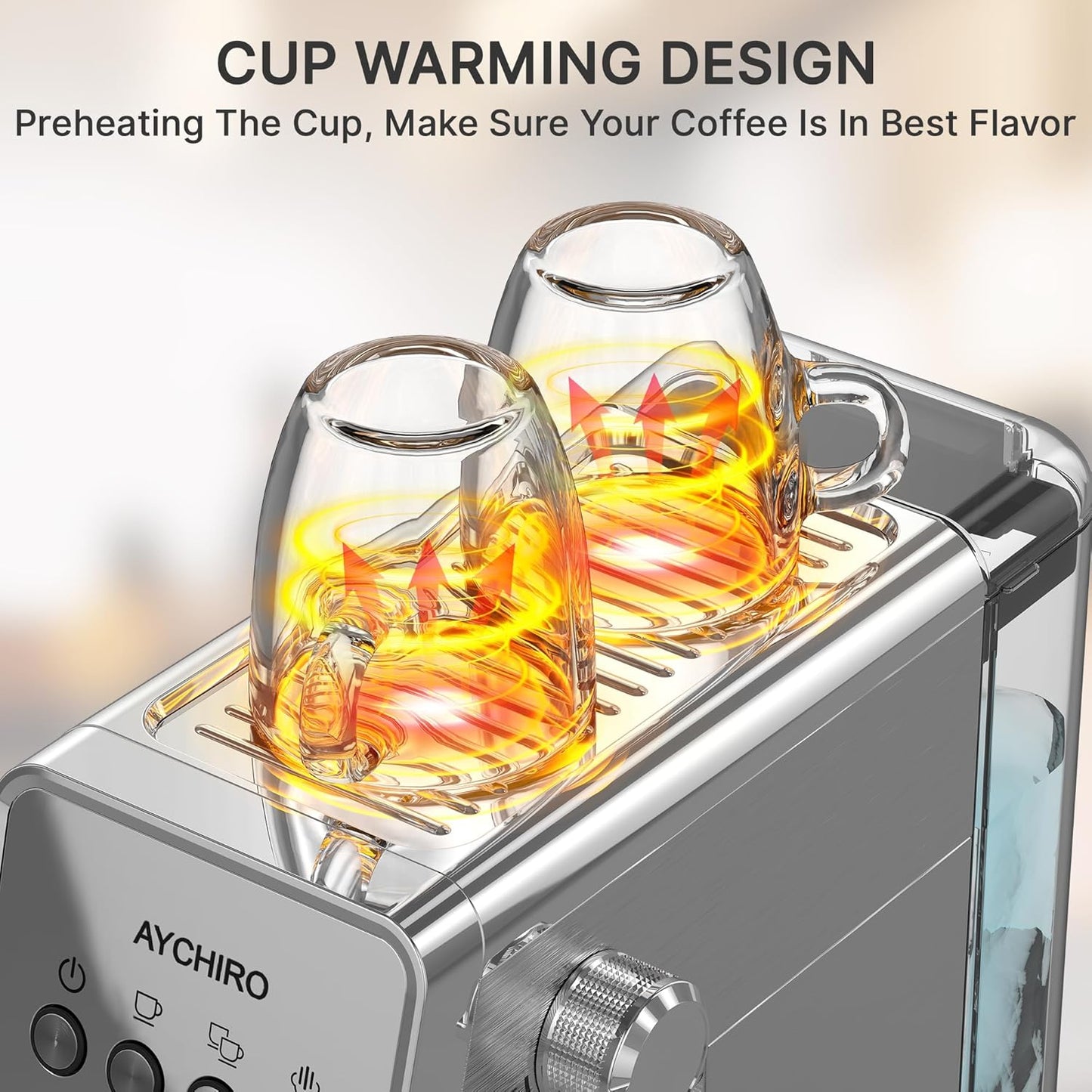 Espresso Machine with Steam Milk Frother,20 Bar Stainless Steel Coffee Maker for Latte & Cappuccino,Detachable Water Tank/Drip Tray, Hot Water Function for Home & Office Use