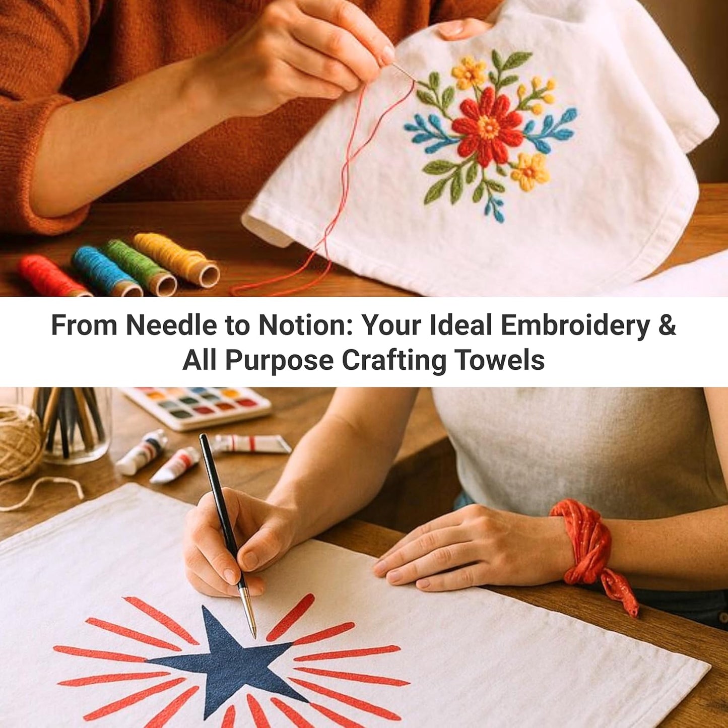 Flour Sack Towels | Tea Towel for Crafts| Kitchen Dish Cotton Blank Towel for Embroidery| Baking Bread Proofing Linen Cover| Thick Absorbent Quick Dry| 4 Pack 33"x38" Natural