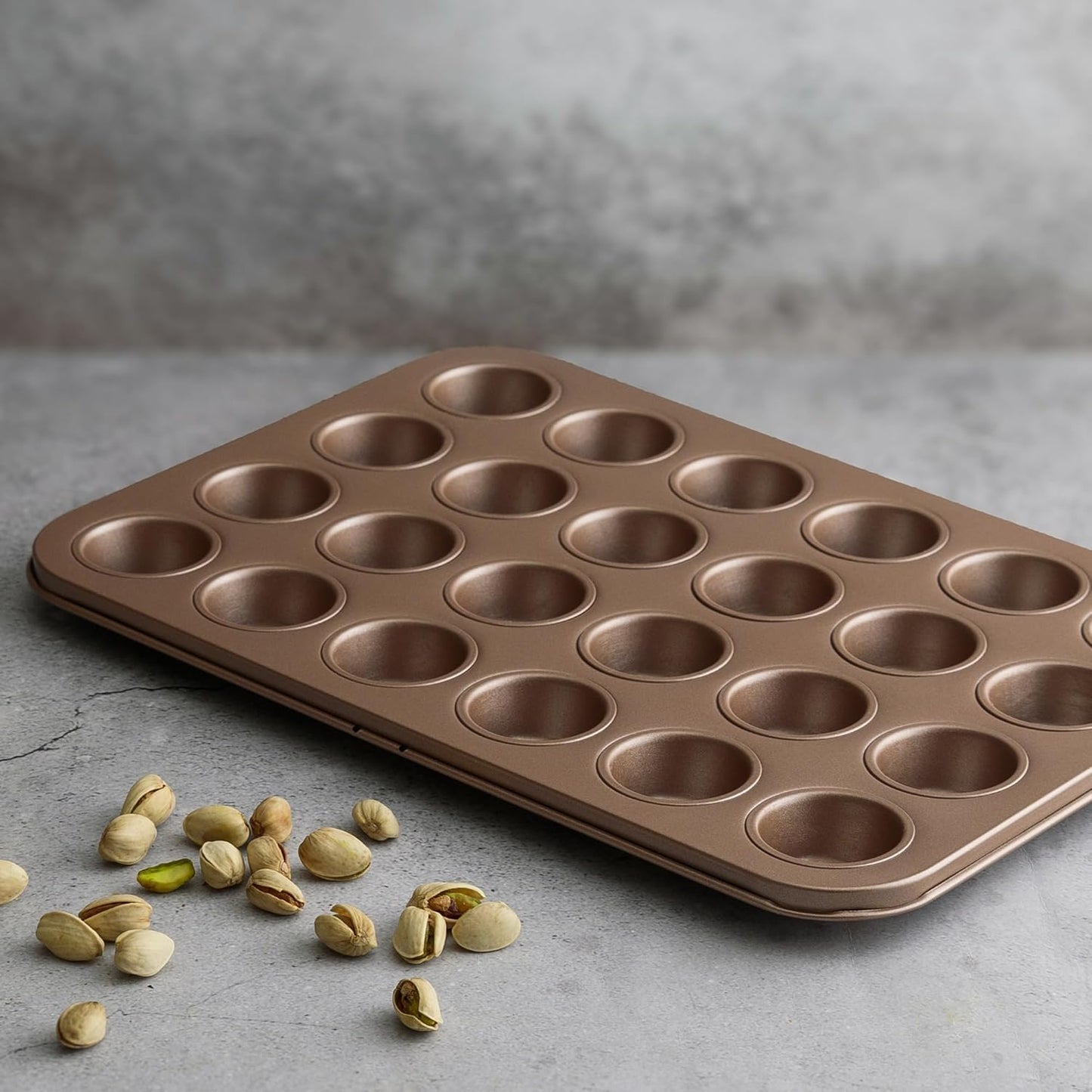 Non Toxic Nonstick 24 Cup Mini Muffin Pan | PFOA BPA free Nontoxic Mini Cupcake Tin | Best Non Stick Muffin Pans | Carbon Steel Small Muffin tins | Cupcakes Bakeware Mold