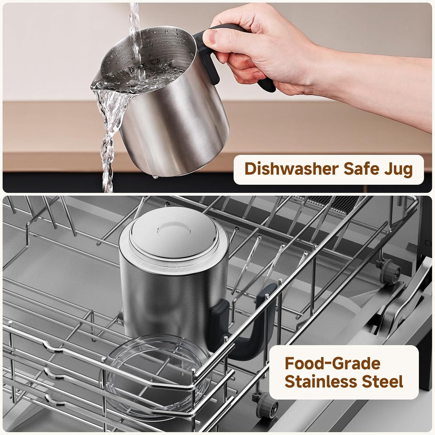 8-IN-1 Milk Frother and Steamer 600W w/Smart Touch Control, AMZCHEF 17oz/500ml Detachable Frother for Coffee, Automatic Warm and Cold Foam Maker, Hot Chocolate Maker, Dishwasher Safe