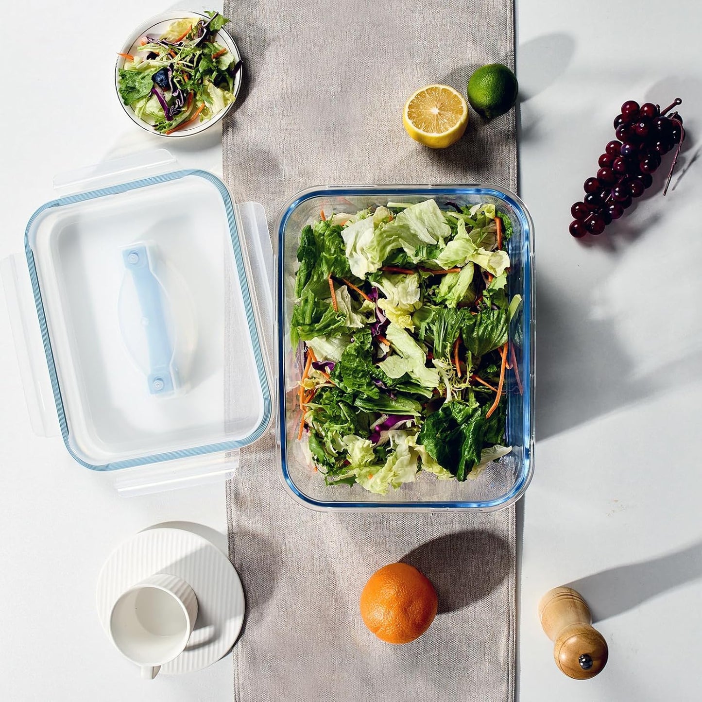 24 Cup Extra Large Glass Storage Containers with Airtight Locking Lid with Handle, Large Glass Food Storage Container, Ideal Storing food, Vegetables, Fruits, Roasting Turkey, BPA Free Oven Safe