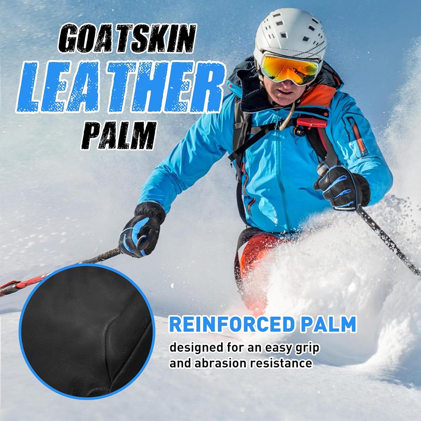 HANDLANDY Insulated Work Gloves Waterproof for Men Women, 3M Thinsulate Ski Gloves Winter Cold Weather Work Gloves Touchscreen (Large, Black)