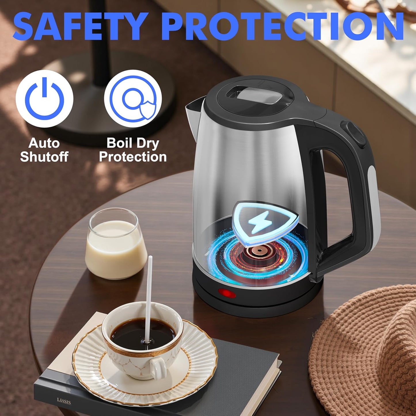 Stariver 2.5L Large Electric Kettle, BPA Free Stainless Steel Water Heater, Fast Boil Electric Tea Kettle, Water Boiler with Auto Shut-Off & Boil-Dry Protection for Family (10-12 Cups)