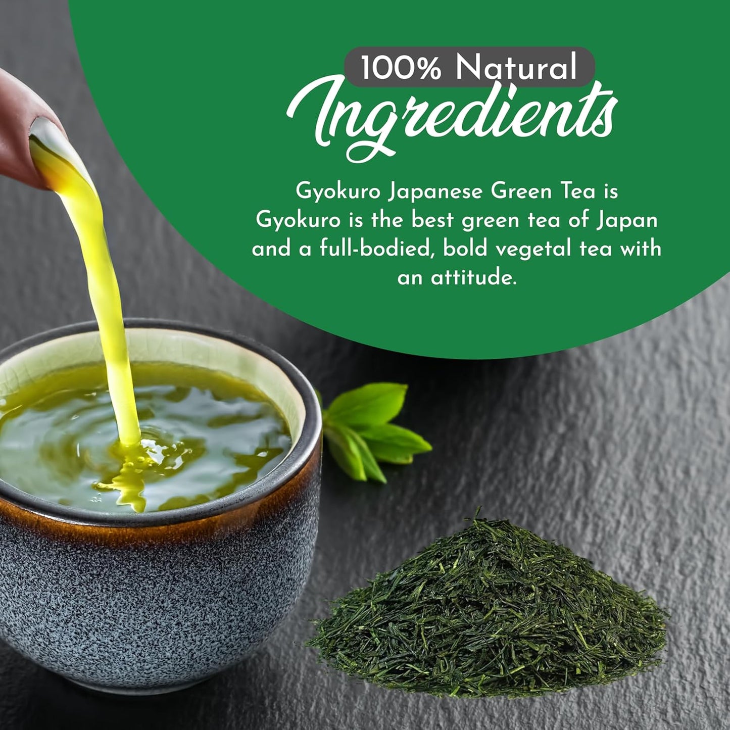 Greenhilltea Premium Gyokuro Japanese Green Tea finest green tea loose leave tea - 4 OZ Tea Bag.