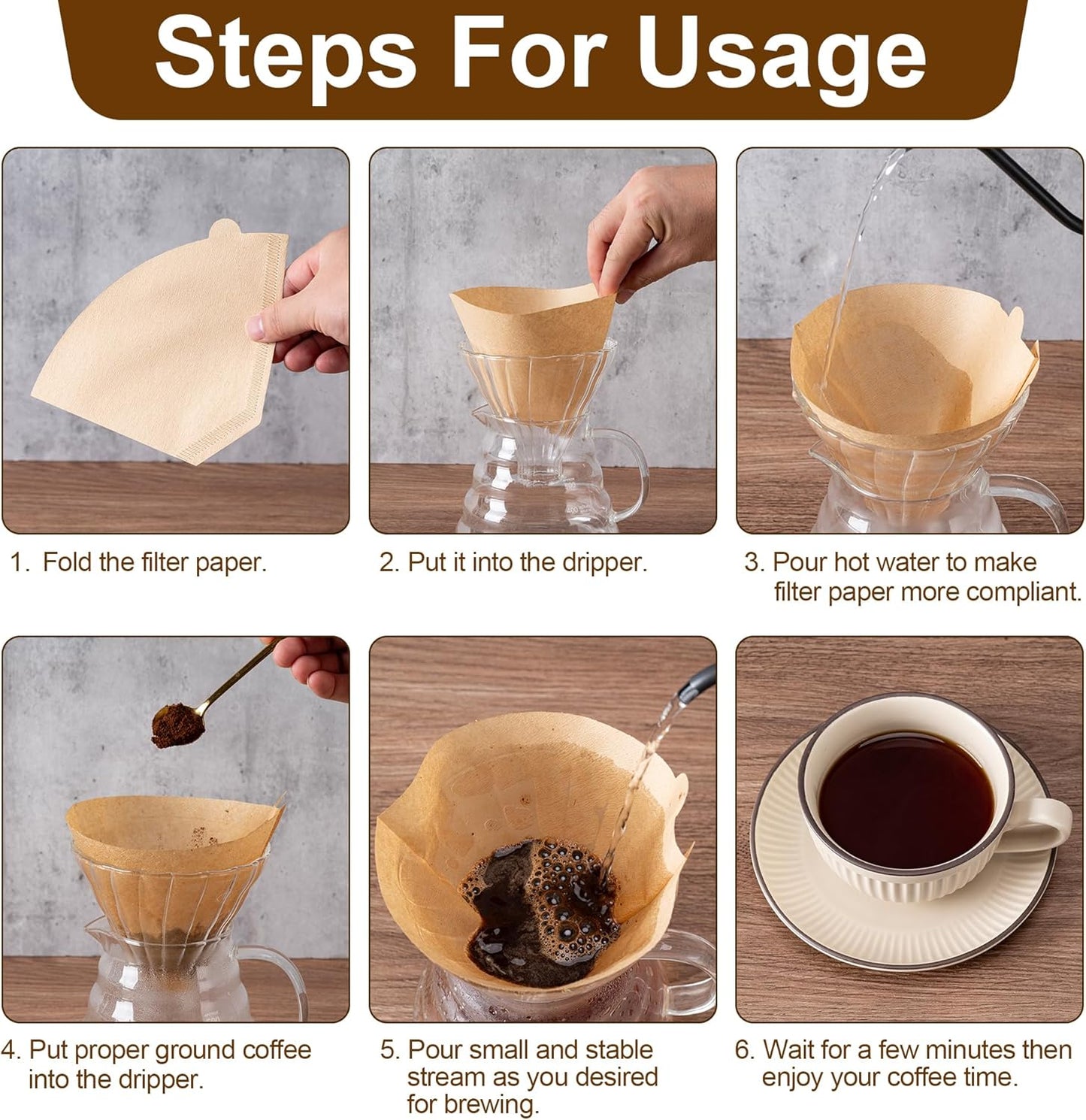 Coffee Filters, #4 Cone Coffee Filter 100 Count, Unbleached Natural Paper Filter 8-12 Cup, Disposable for Pour Over and Drip Coffee Maker