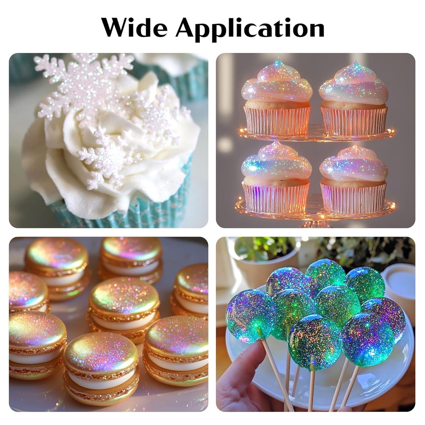 Iridescent Edible Glitter for Cocktails - Herbeklab Rainbow Luster Dust Edible Iridescent Drink Glitter Food Grade Shimmer Powder for Beverage Chocolate, 5g