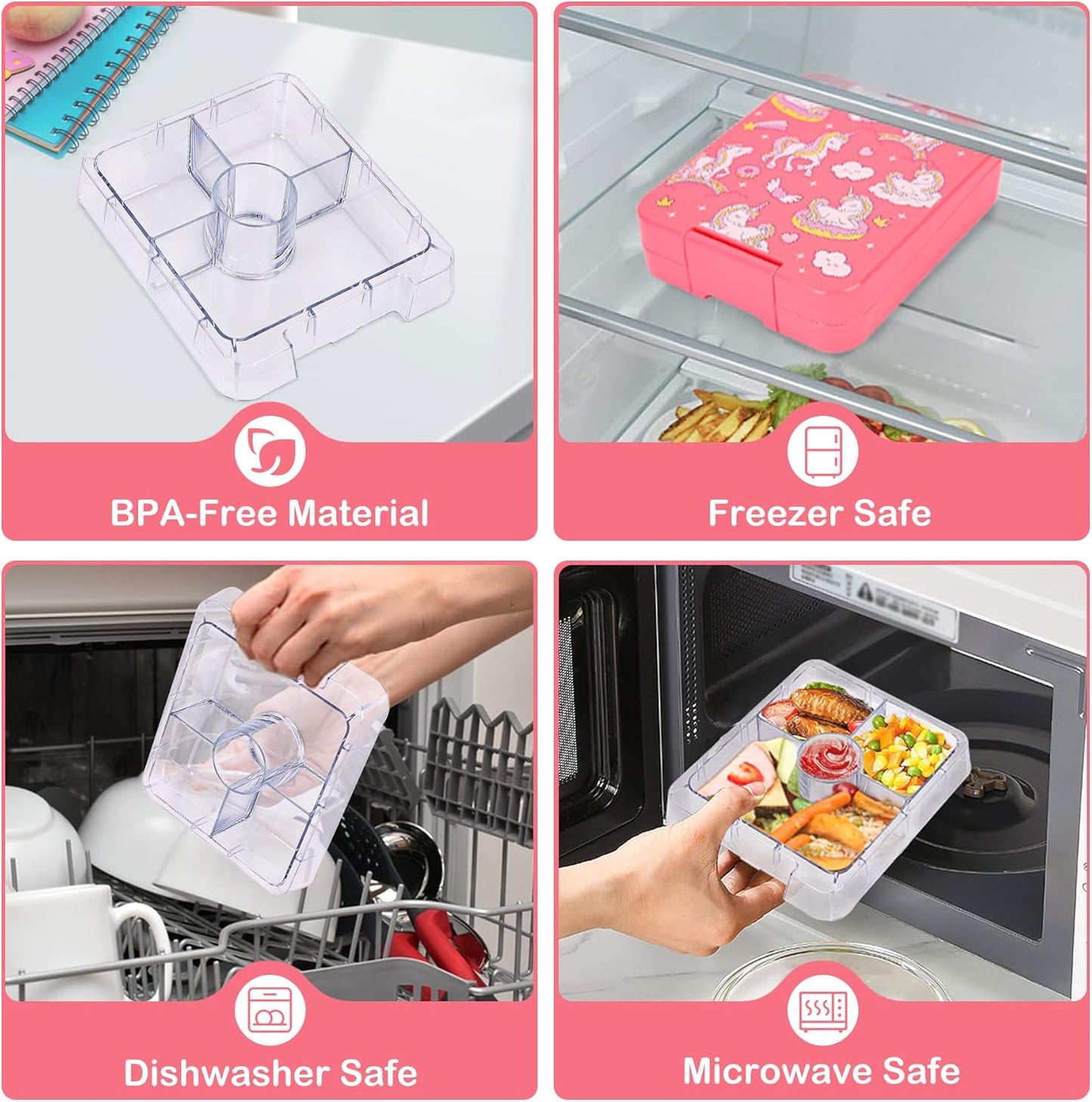 Bento Lunch Box Set With 10oz Soup Thermo, Leak-proof Lunch Containers with 4 Compartment, Kids Hot Thermo Food Jar/Insulation Lunch Bag, Food Containers for School