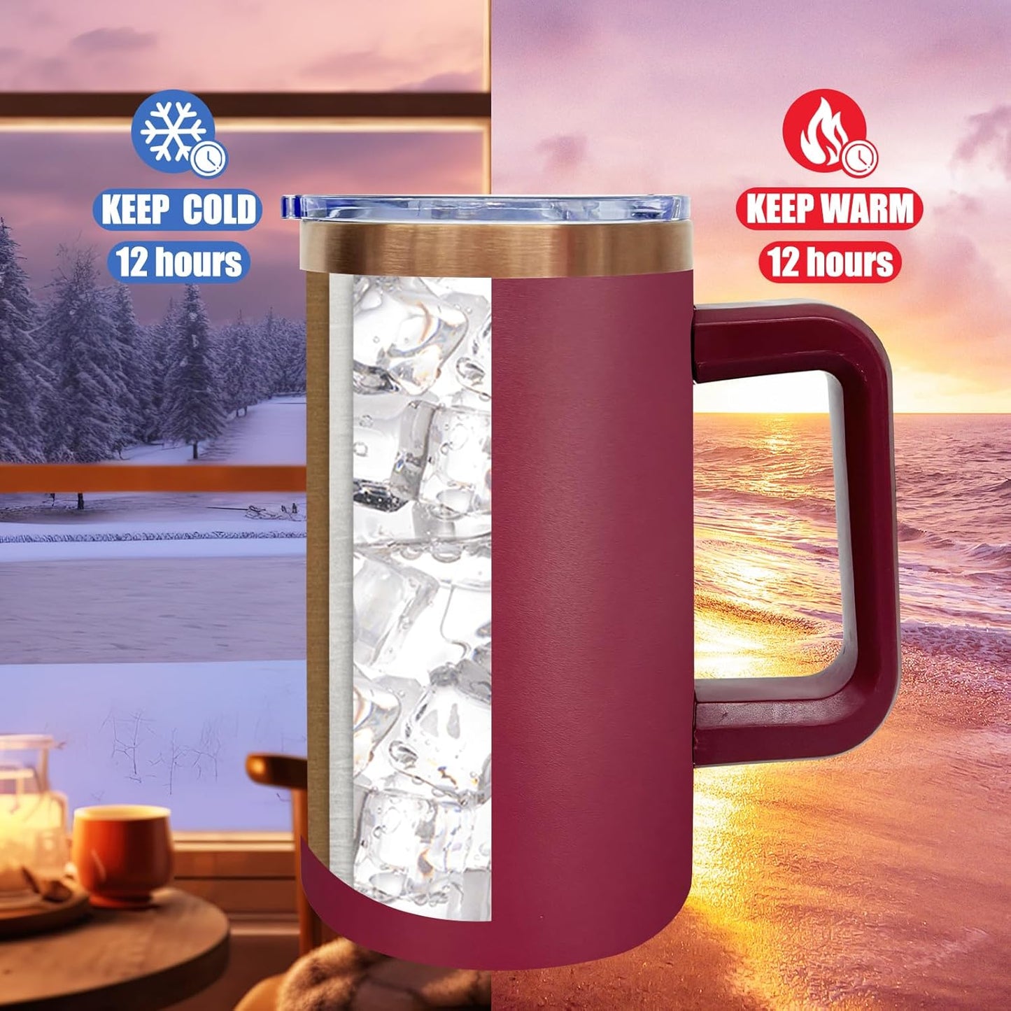 20 oz Insulated Coffee Mug with Lid, 8 Pack Stainless Steel Coffee Tumbler Bulk, Double Wall Vacuum Travel Mug with Handle, Leakproof Powder Coated Coffee Cups for Hot and Cold Drinks (Mixed,8 pack)