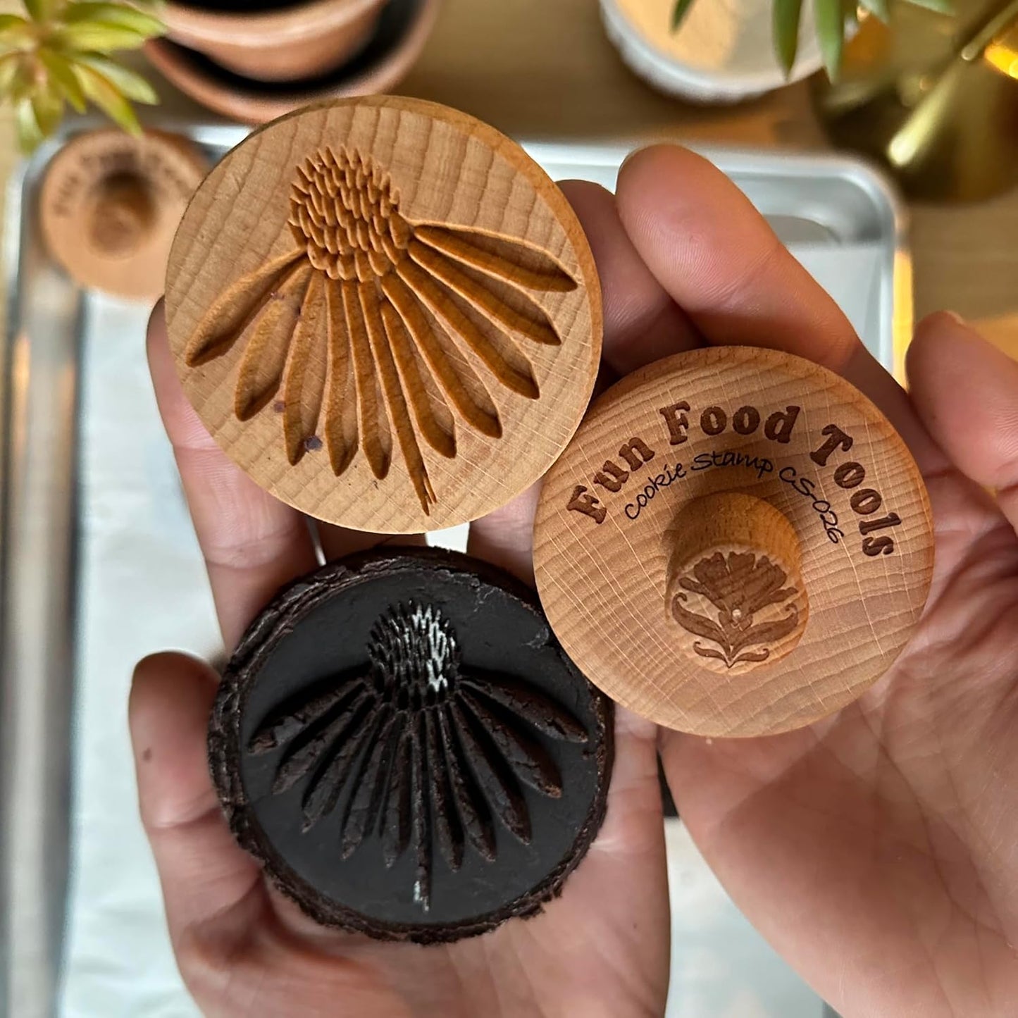 Wood Cookie Stamp, 2.5 Inch (Cone Flower CS-076)