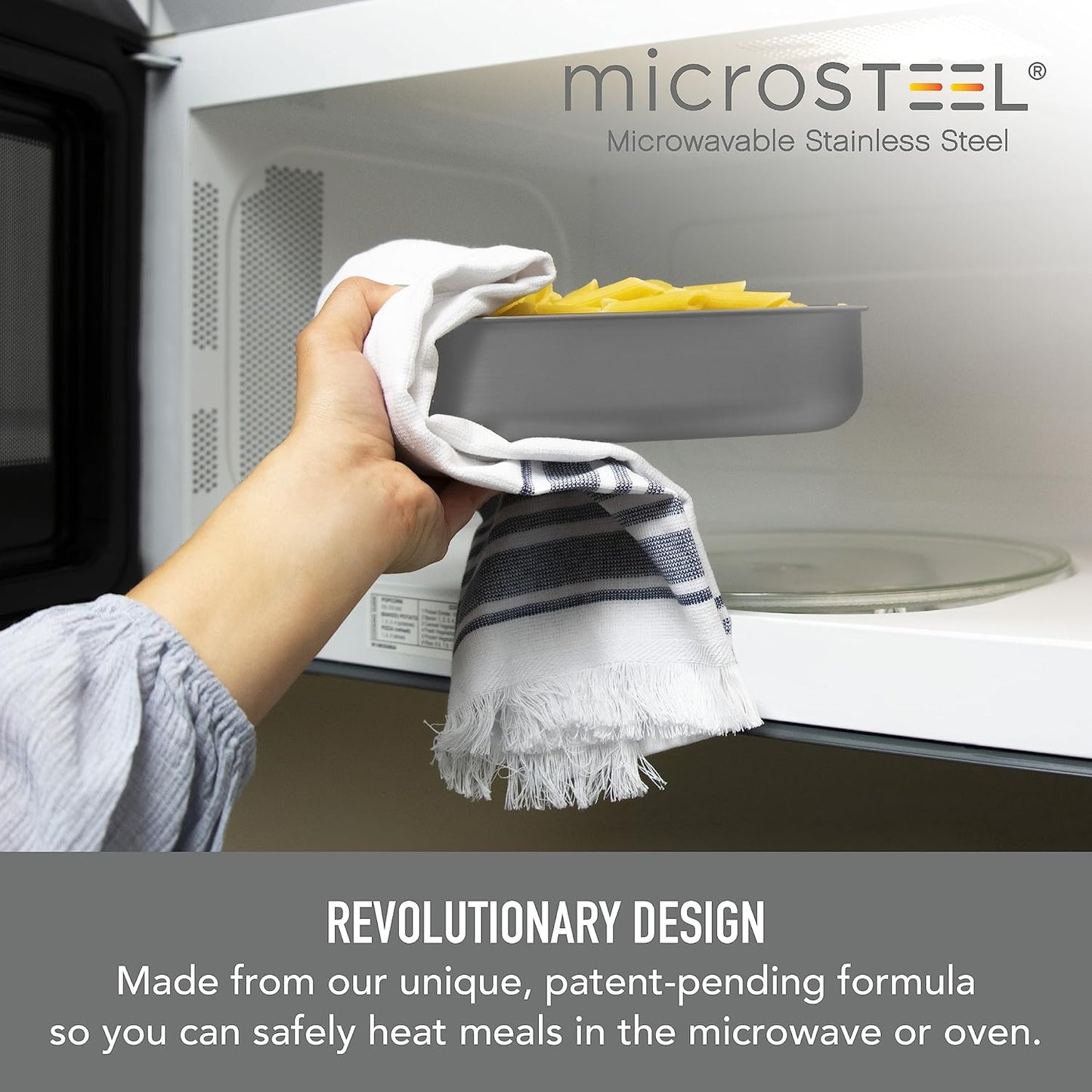 Bentgo MicroSteel Leak-Proof Lunch Box - Microwave-Safe, Oven-Safe, Bento-Style Container with Removable Divider, Airtight Lid, Sustainable Design, Odor & Stain Resistant (Stainless Steel)