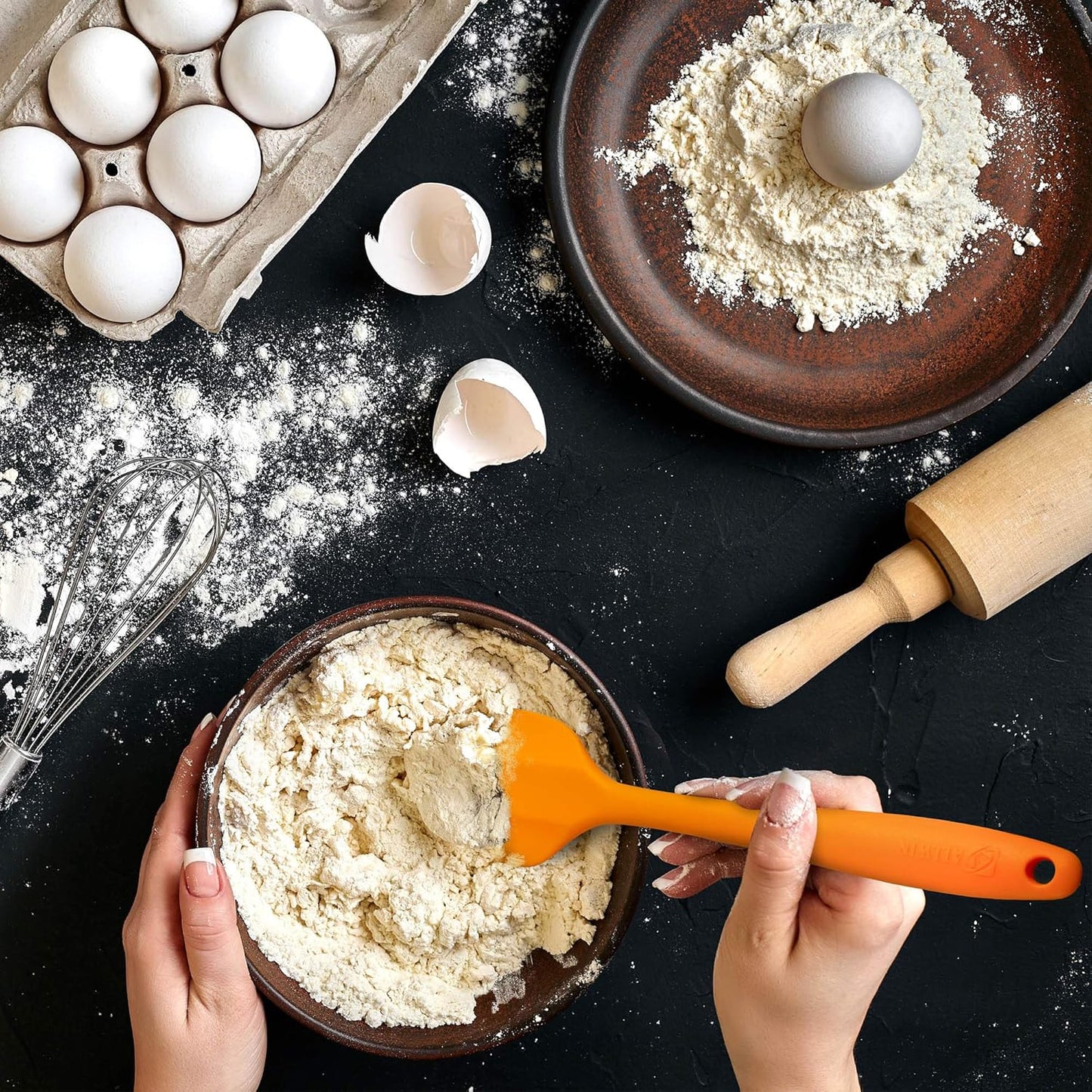 Silicone Spatula 3-piece Set, Ergonomic Handle High Heat-Resistant Spatulas, Non-stick Rubber Spatulas with Stainless Steel Core, Orange