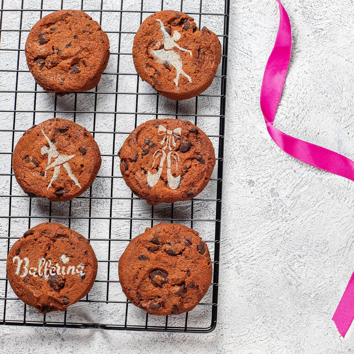 NAKLEO Coffee Cookies Decoration Reusable Plastic Baking Stencil - 7x7cm and 11x11cm / 2.8'x2.8' and 4.3'x4.3' - Ballerinas Dancers Ballet - Art Craft DIY Biscuit Pastry Cake Glaze Kitchen