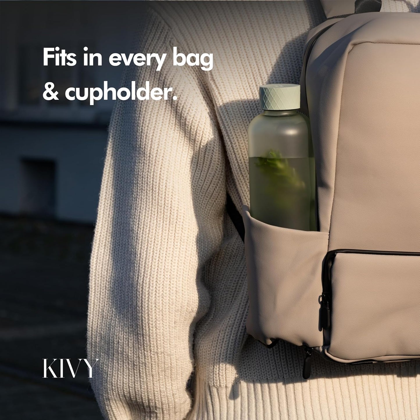 KIVY Slim Water Bottle 32oz [Lightweight & Shatterproof] Fits Backpack & Cupholder for Travel, Sports, School - Blue water bottle no straw - Cute aesthetic water bottles screw top - Dishwasher Safe