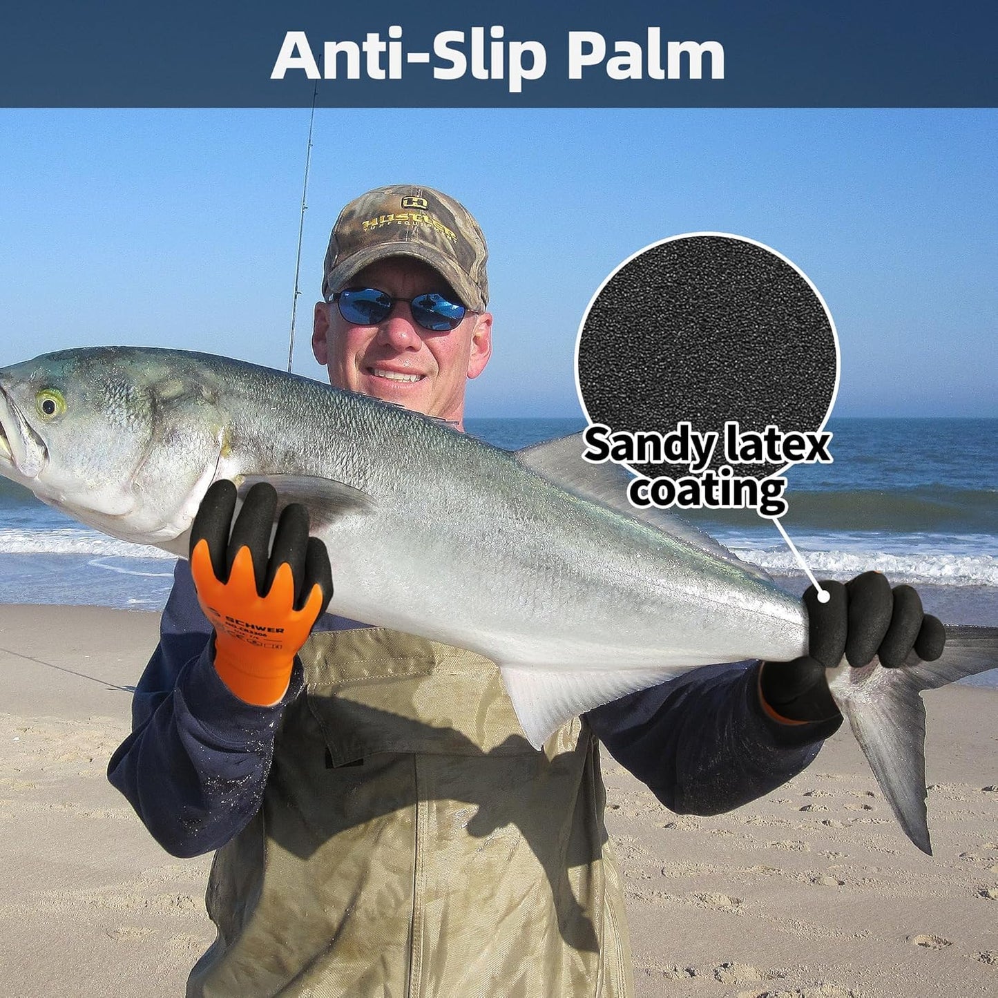 Schwer 2 Pairs Waterproof Work Gloves for Men and Women CR3306, Gardening Gloves with Double Latex Coated, Non-slip Working Gloves for Garden, Outdoor Construction, Car and Fish Cleaning, XL