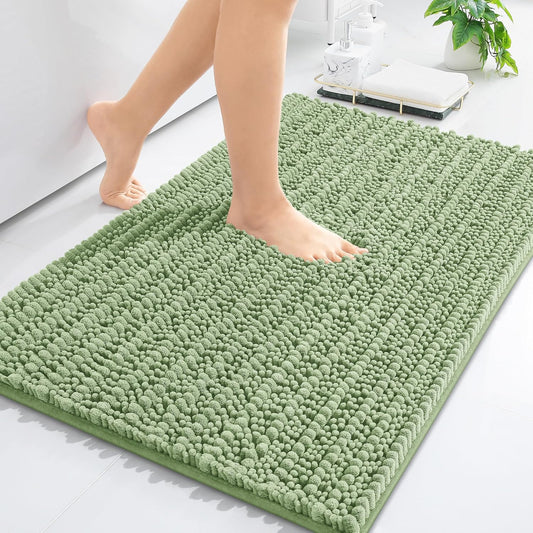Arotive Luxury Chenille Bathroom Rug Mat, Extra Soft Thick Absorbent Shaggy Bath Rugs, Non-Slip Machine Wash Dry, Plush Bath Mats for Bathroom, Shower and Tub, 24x16, Sage Green