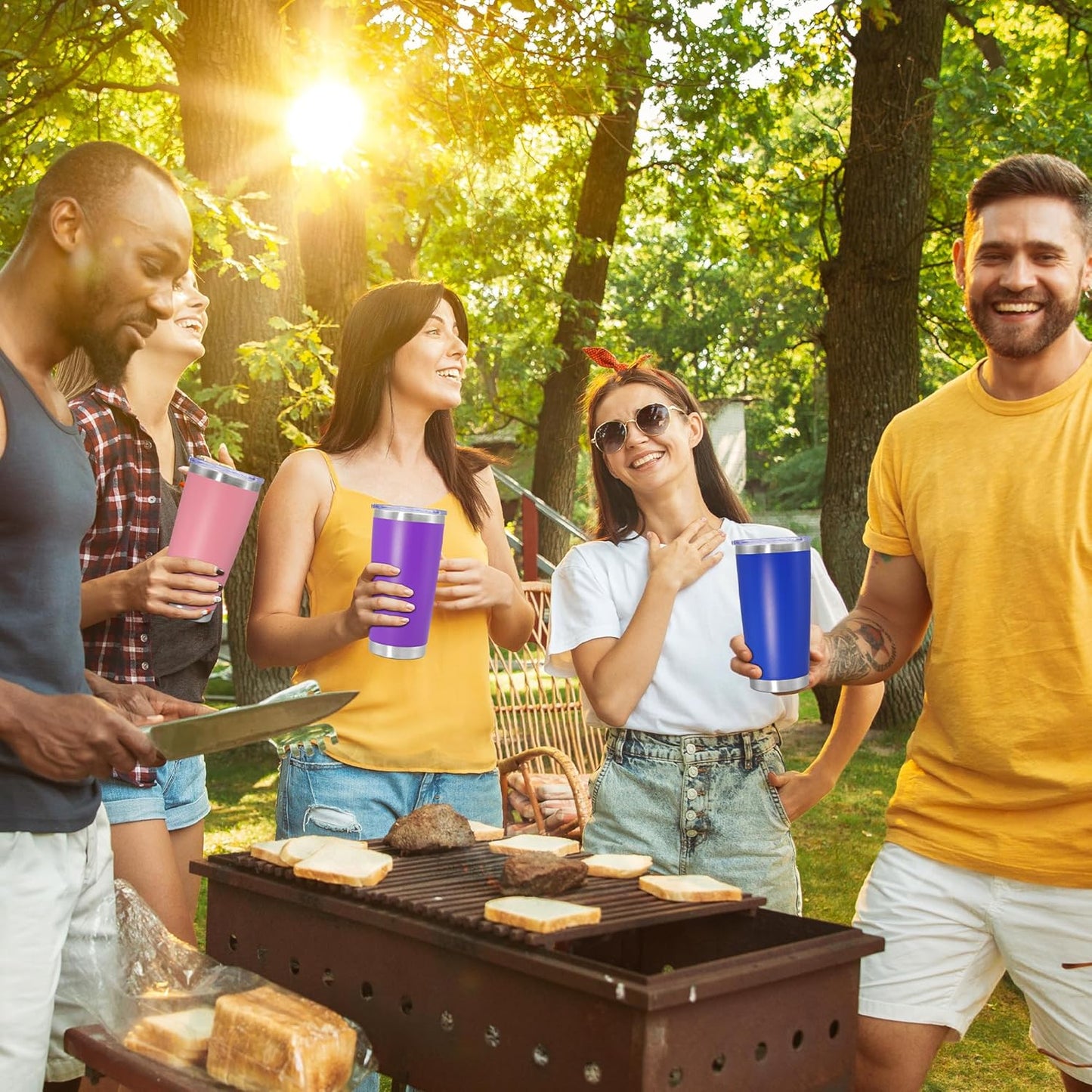 20 oz Tumbler Coffee Tavel Tumblers Bulk with Lid Stainless Steel Double Wall Vacuum Insulated Mug Powder Coated Cups fit Car Cupholder for Hot and Cold - Pink, 1Pack