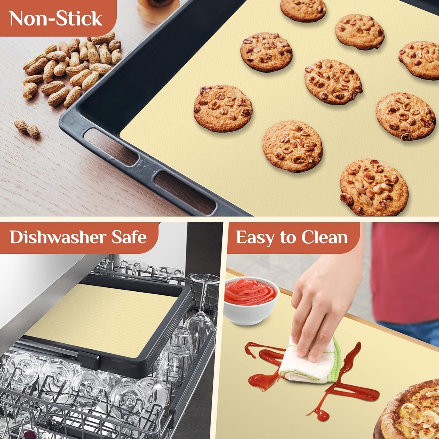 Silicone Baking Mat, 12 IN x 6 FT Free Cutting Baking Sheet,Non-Stick Reusable Dough & Pastry Mat,Non-Slip Silicone Mat Roll for Air Fryer Liner,Freeze Dryer,Oven Baking Pan,Kitchen Counter
